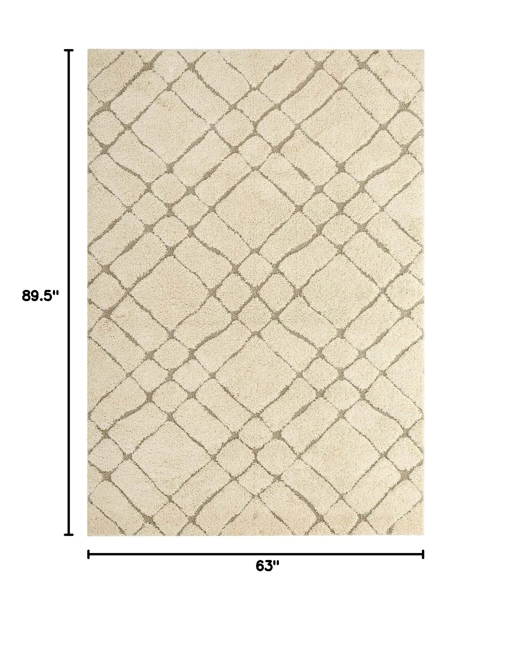 Modern Contemporary Urban Living Area Rug - Soft Fabric Floor Carpet Runner in Multi Beige | Perfect for Lounge, Living Room & Bedroom Decor