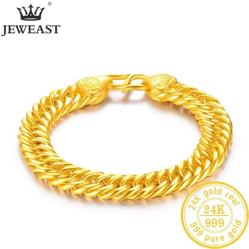 24K Pure Gold Bracelet for Men - 999 Solid Real Gold Bangle, Classic & Trendy Luxury Jewelry Gift - Perfect for Parties, Weddings & Special Occasions (2023 New Collection)