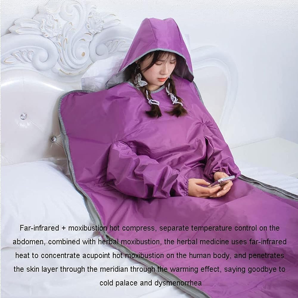 Wrobelax Infrared Sauna Electric Blanket - Safe & Waterproof Steam Blanket for Fat Burning, Spa Detox & Body Shaping | Remote Control Home Use | Perfect for Relaxation, Weight Loss & Post-Workout Recovery (Purple)