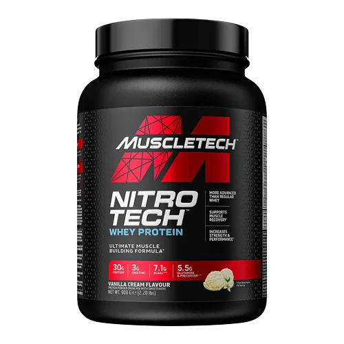 Nitro Tech Premium Whey Protein Powder - Muscle Recovery & Growth Supplement for Athletes & Bodybuilders | Post-Workout & Fitness Nutrition