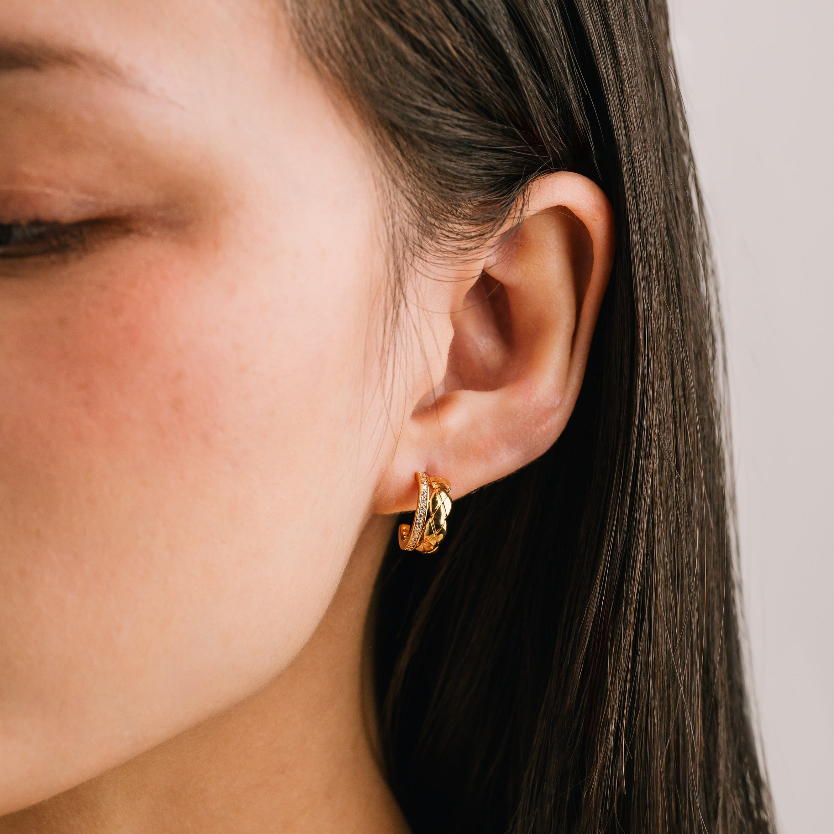 Solana Double Huggie Hoop Earrings for Women - 14K Gold Plated Minimalist Hoop Earrings - Perfect for Everyday Wear, Date Night & Gifts