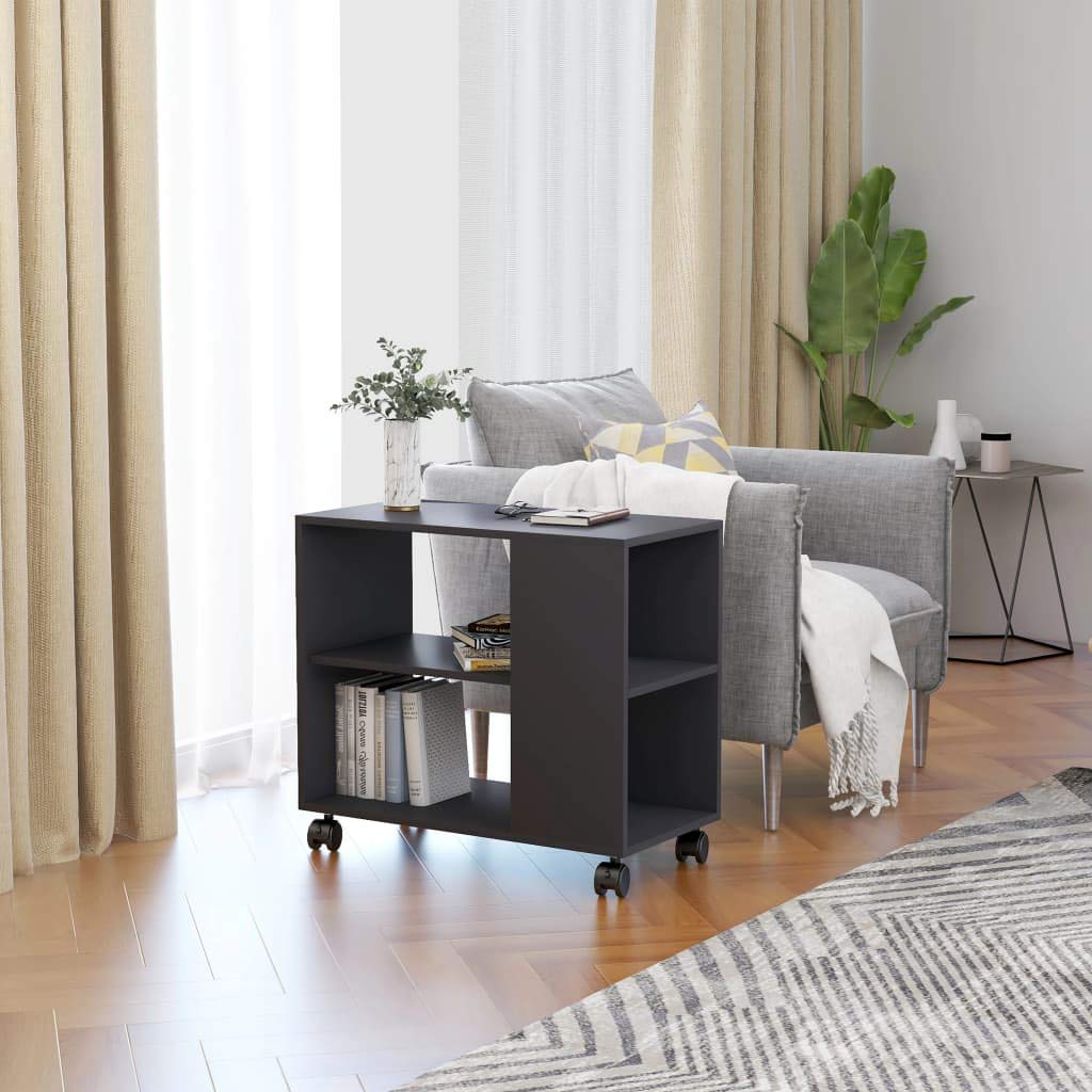 Gray Side Table with Tray - 27.6
