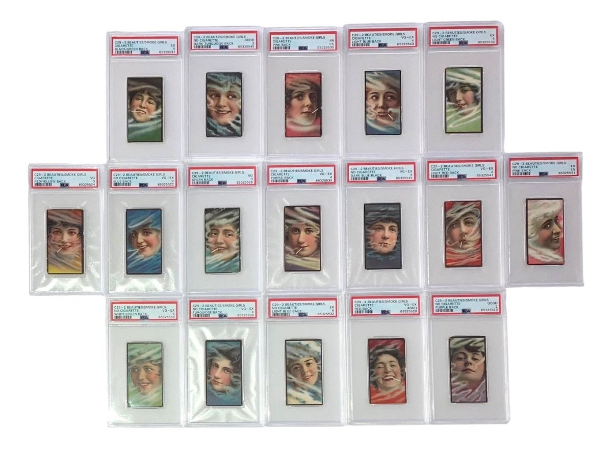 1908 C29-2 Imperial Tobacco Co Beauties Smoke Girls Complete Set - 17 PSA Graded Vintage Cigarette Cards - Perfect for Collectors, Antique Enthusiasts & Home Decor Display