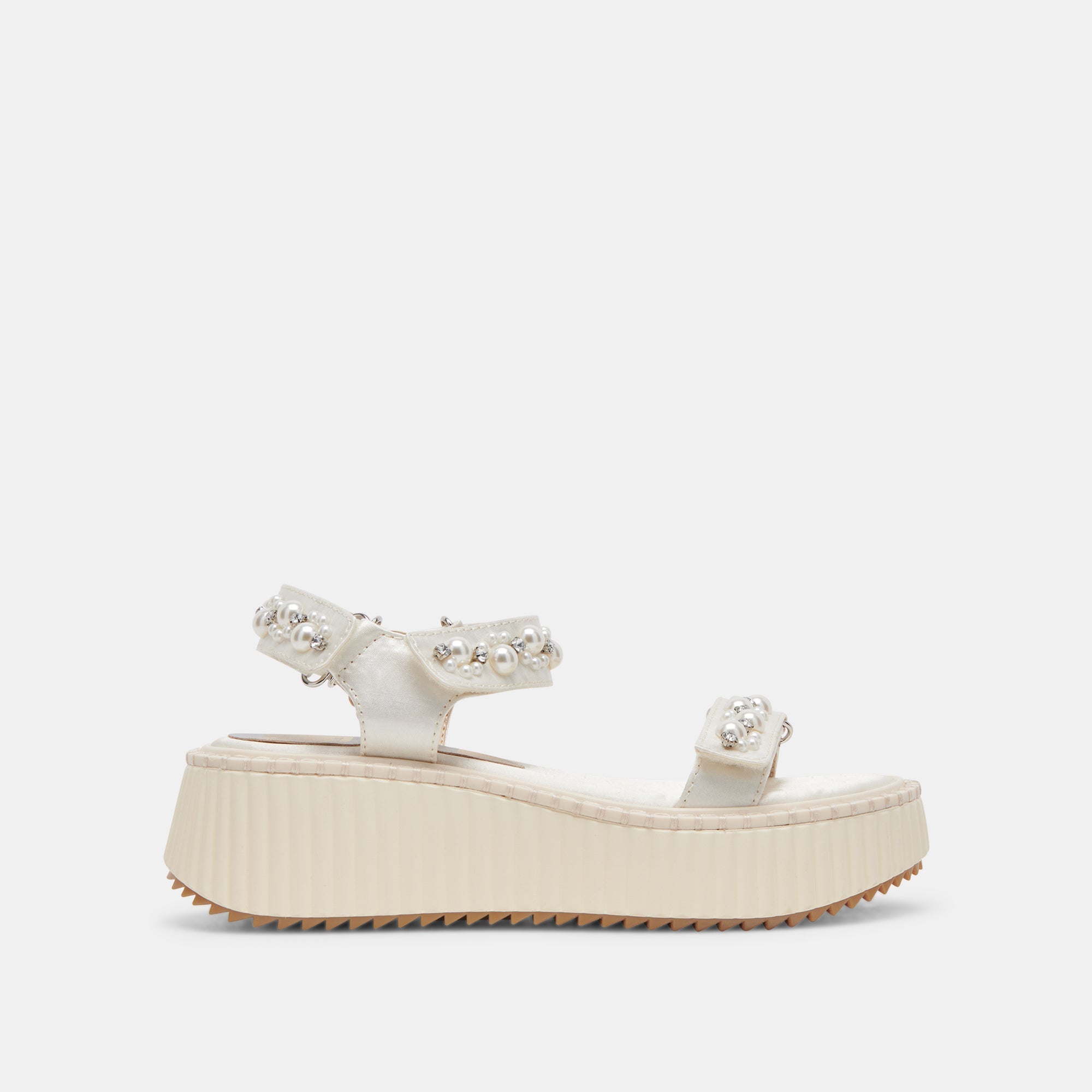 DEBRA PEARL SANDALS - Women's Vanilla Pearl Embellished Flat Sandals for Summer | Comfortable Beach Wedding Slides with Pearl Accents | Perfect for Vacation, Bridal Shower & Casual Outings
