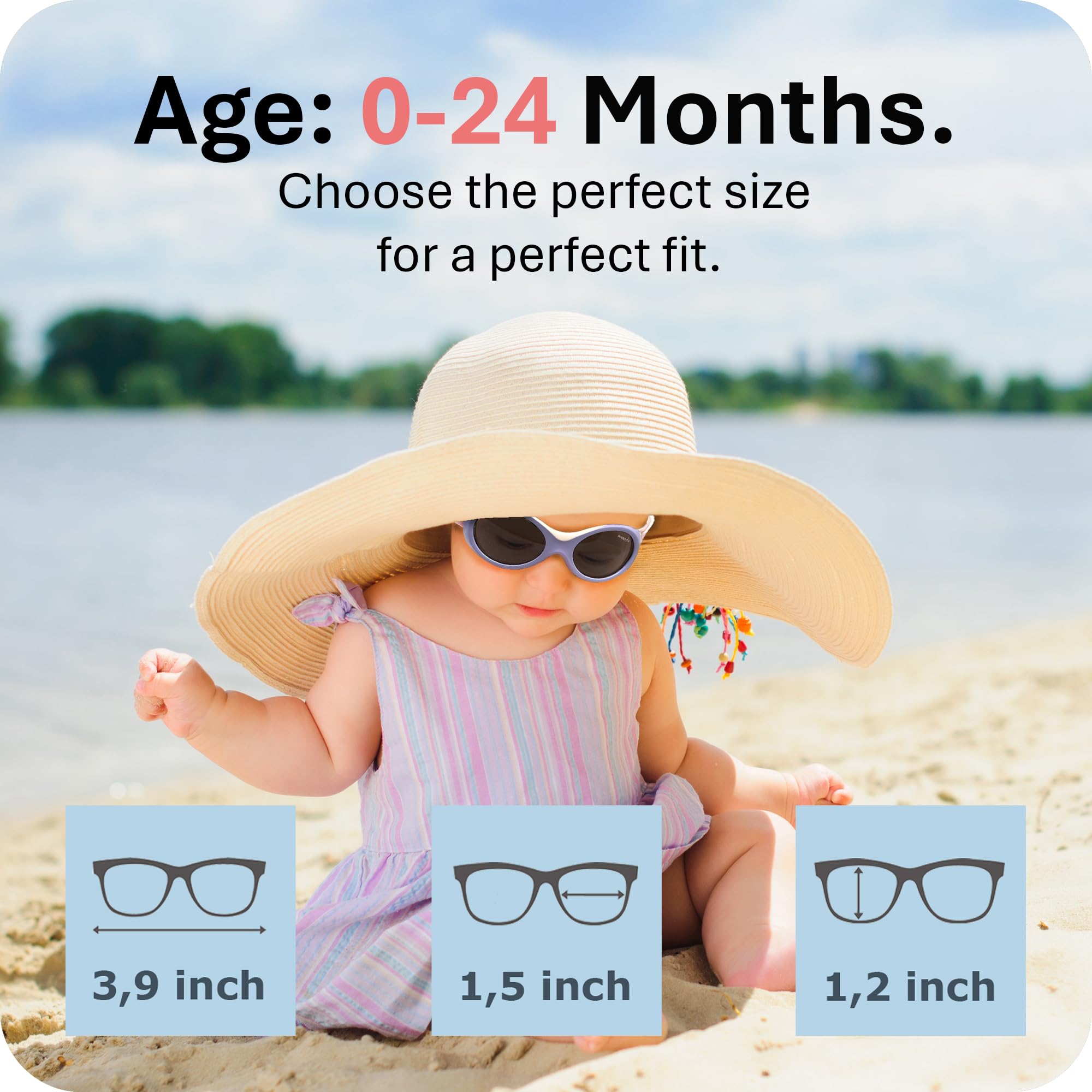 Mausito Baby Sunglasses for 0-24 Months | Flexible BPA-Free Infant Sunglasses with Adjustable Strap | 100% UV Protection | Perfect for Beach, Outdoor Play & Car Rides