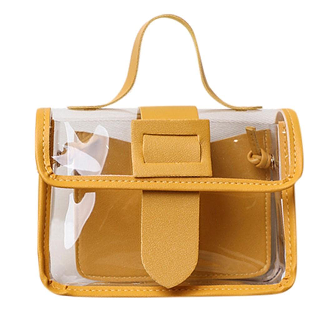 PATOPO Women's Transparent Square Crossbody Bag - Clear Purse & Shoulder Handbag for Ladies - Elegant Messenger Bag in Yellow | Perfect for Concerts, Festivals, and Everyday Use