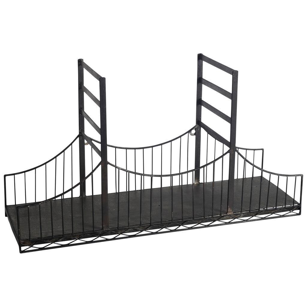Premium Black Metal Bridge Shelf - Sturdy & Durable Industrial Style Display Shelf for Home Decor - Perfect for Books, Statues, Plants in Living Room, Office or Bedroom