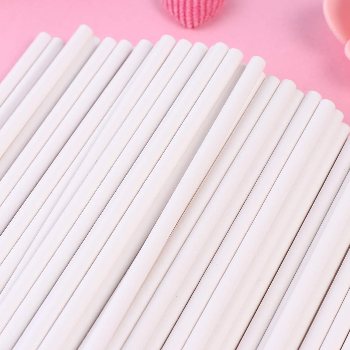 Luxshiny 100pcs White Candy Lollipop Sticks for Cupcake Decor & Party Treats