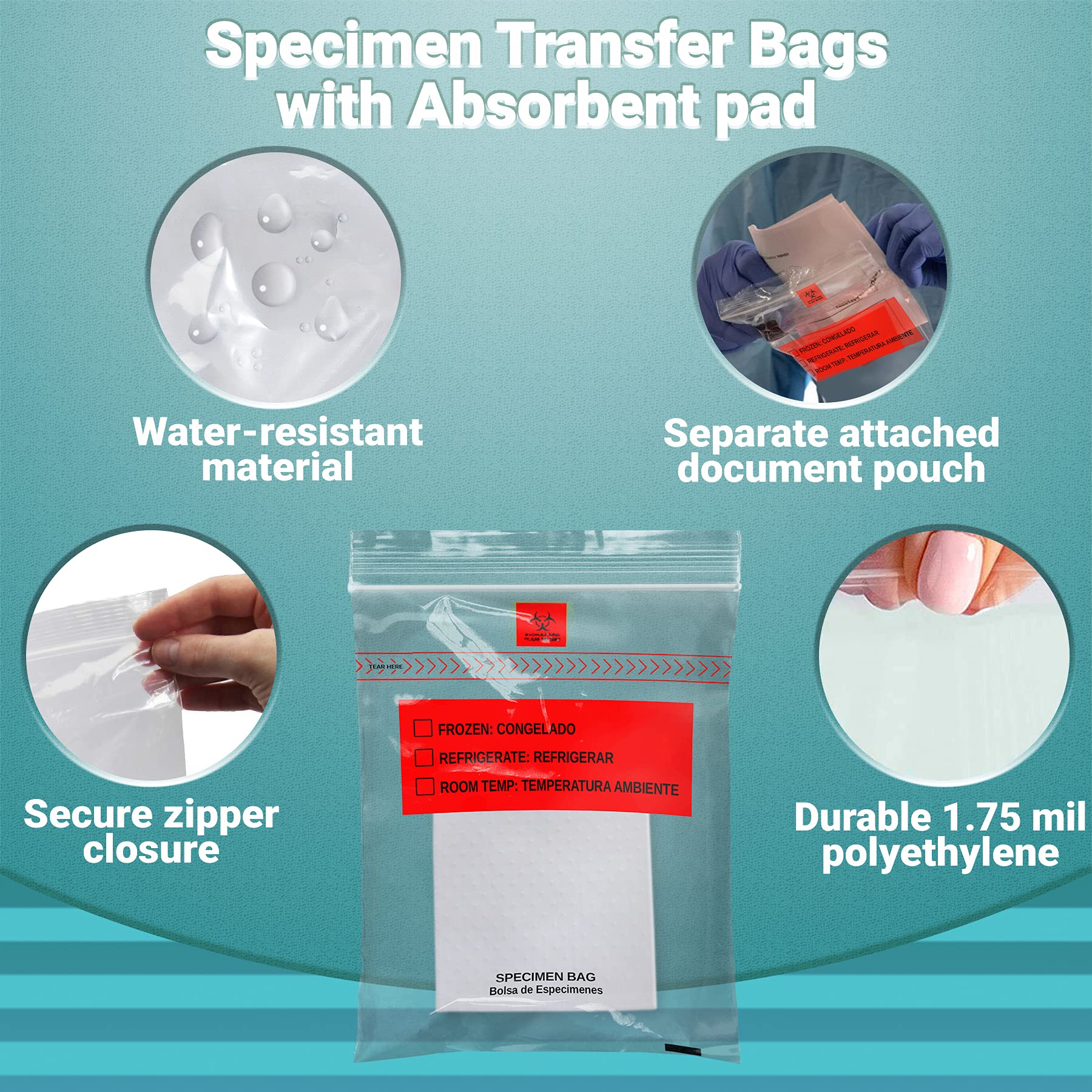 APQ 1000 Pack 8x10 Clear Plastic Specimen Transfer Bags - 1.75 Mil Low Density Polyethylene with Removable Biohazard Symbol | Medical Grade for Hospitals, Clinics & Laboratories | Ideal for Specimen Collection, Storage & Transport
