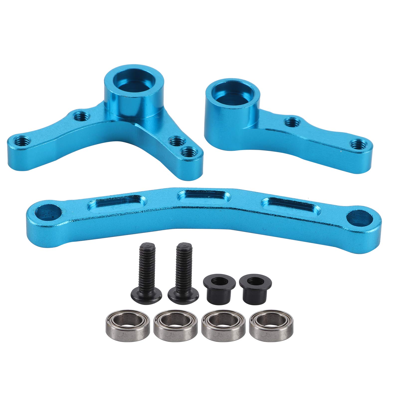 Dilwe Aluminum Alloy RC Steering Set - Complete Steering Assembly with Servo Saver for 1/10 Scale REDCAT XTE Remote Control Car (Blue) | Perfect for Off-Road Racing, Crawling & RC Car Upgrades