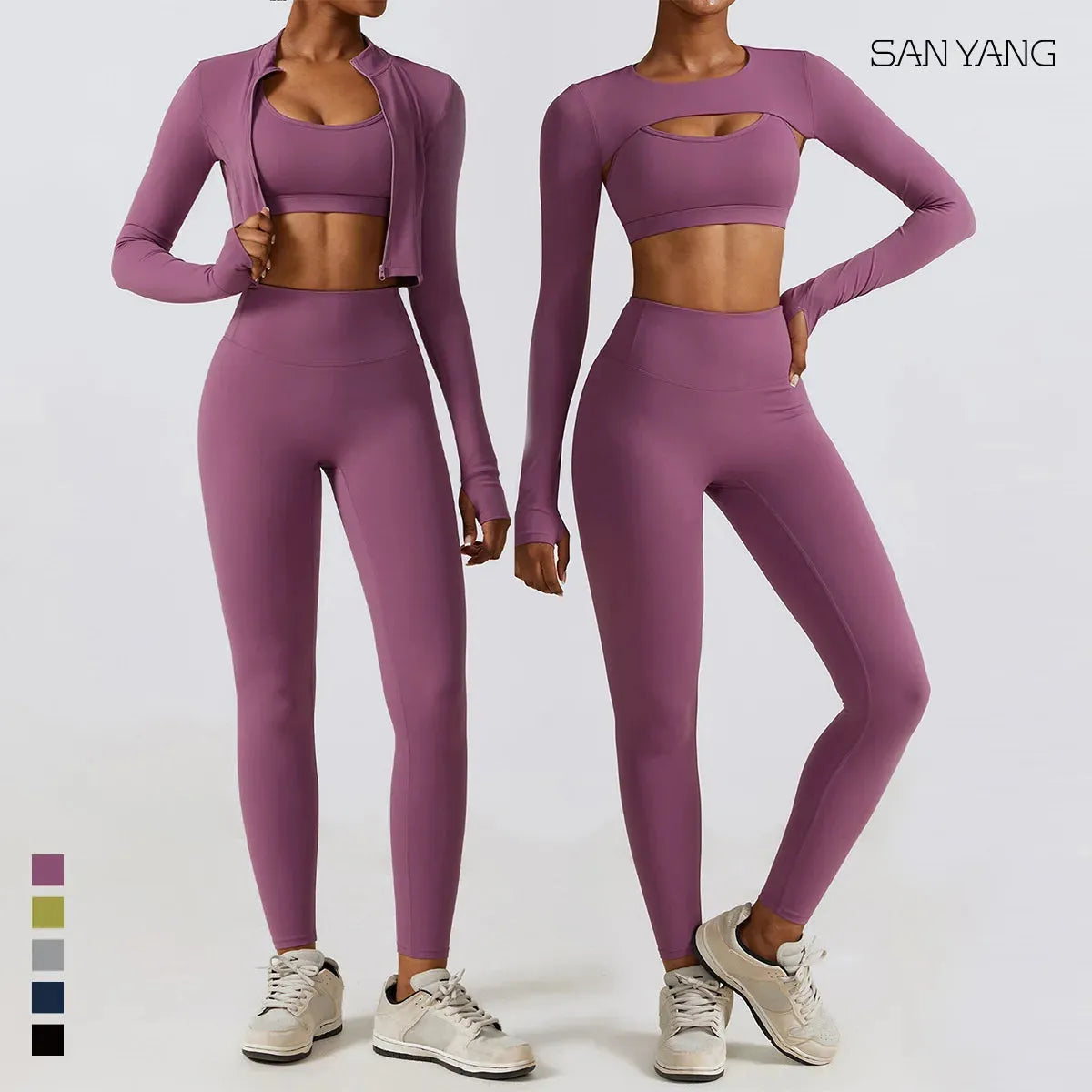 2/3PC Women's Seamless Long Sleeve Yoga Set - High Waist Workout Leggings & Sportswear Gym Clothing for Yoga, Running, Fitness & Lounge Wear