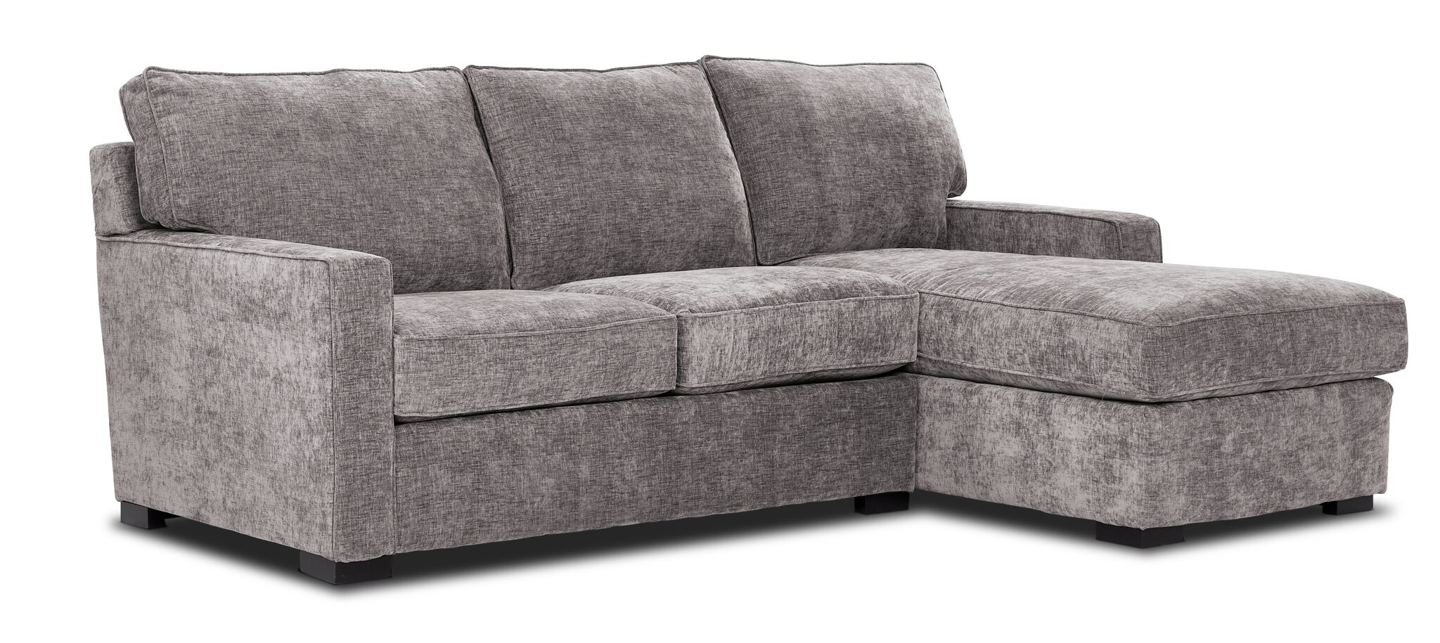 Charlotte 2-Piece Sectional Sofa with Right Facing Chaise in Smoke Gray - Modern Living Room Furniture for Small Spaces & Apartments