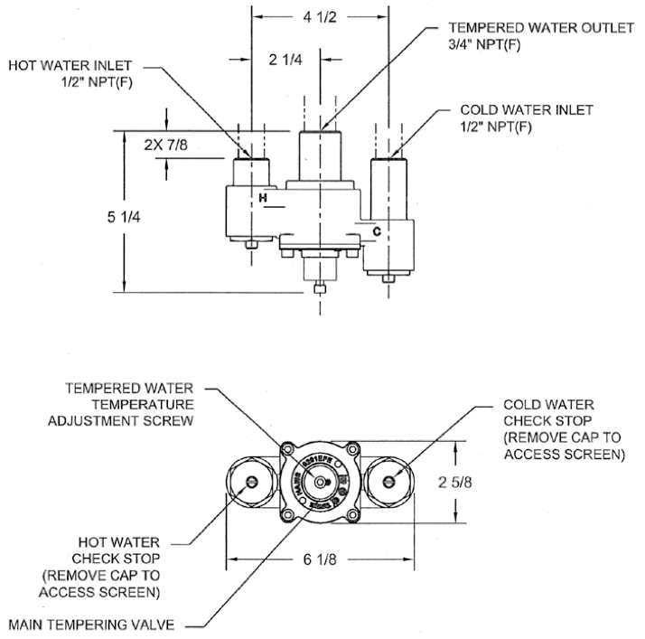 Haws 9201EFE Thermostatic Mixing Valve for Eyewash Stations - Adjustable Tepid Water Control - ANSI Compliant Safety Equipment for Labs, Factories & Emergency Showers