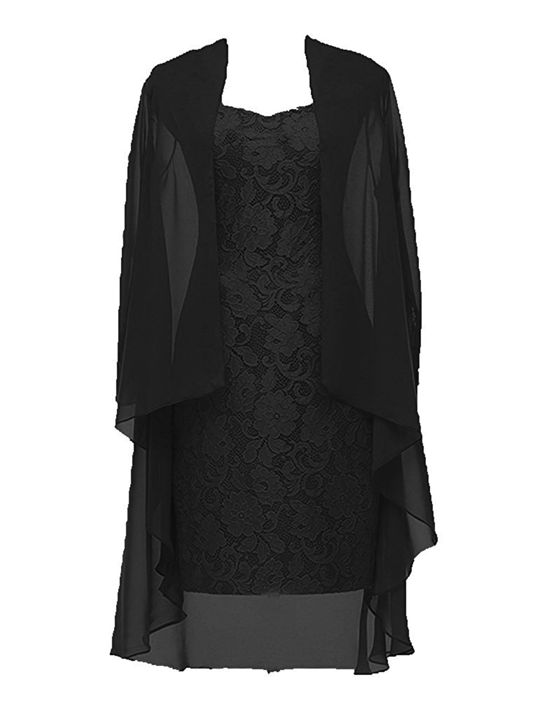 2-Piece Black Lace Mother of The Bride Dress Set with Matching Jacket - Formal Evening Gown Size 6 for Weddings, Parties & Special Occasions