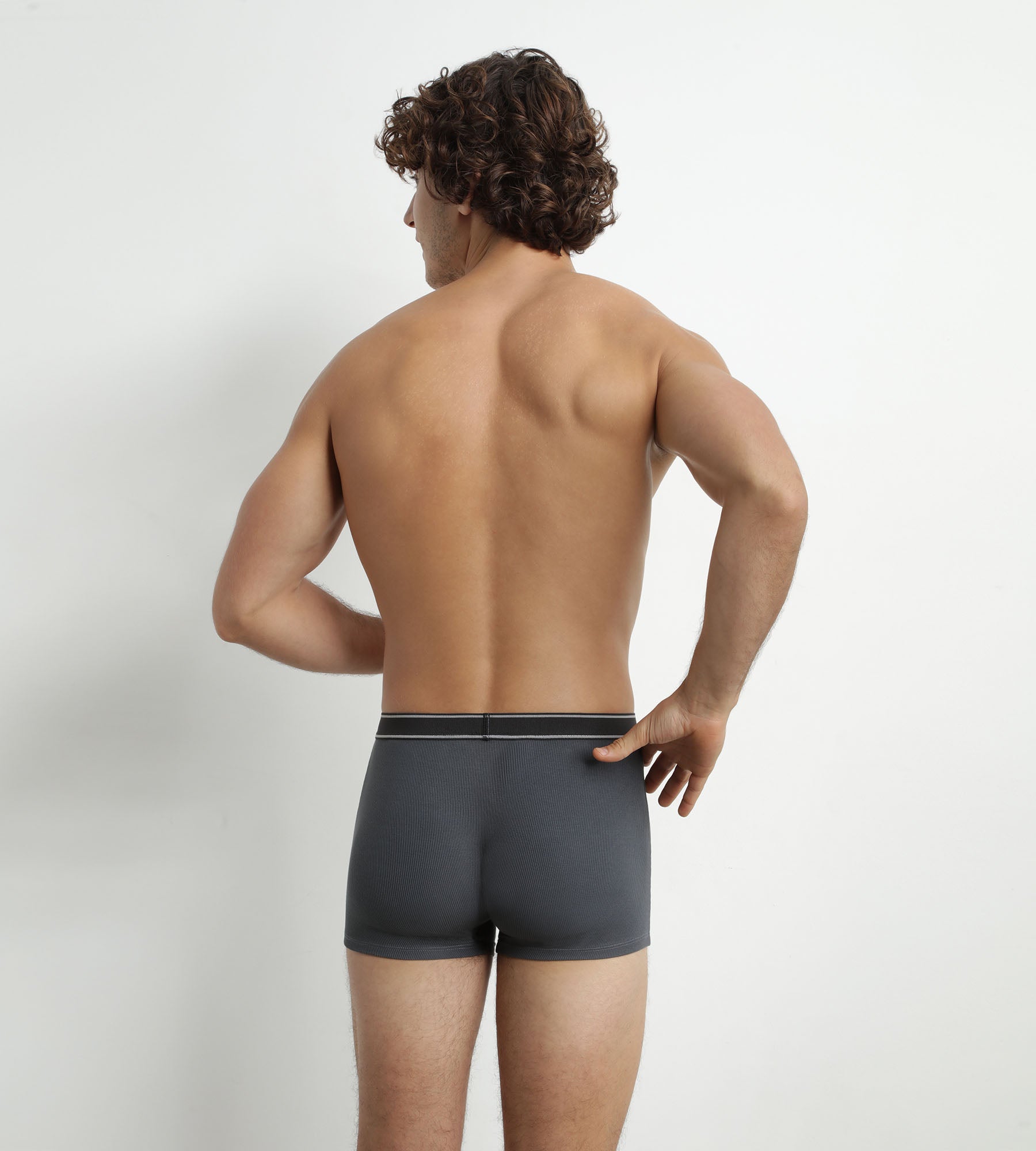 Men's Cotton Modal Boxer Briefs - Gray Granite with Black Waistband - Soft & Breathable Underwear for Daily Comfort & Active Lifestyles