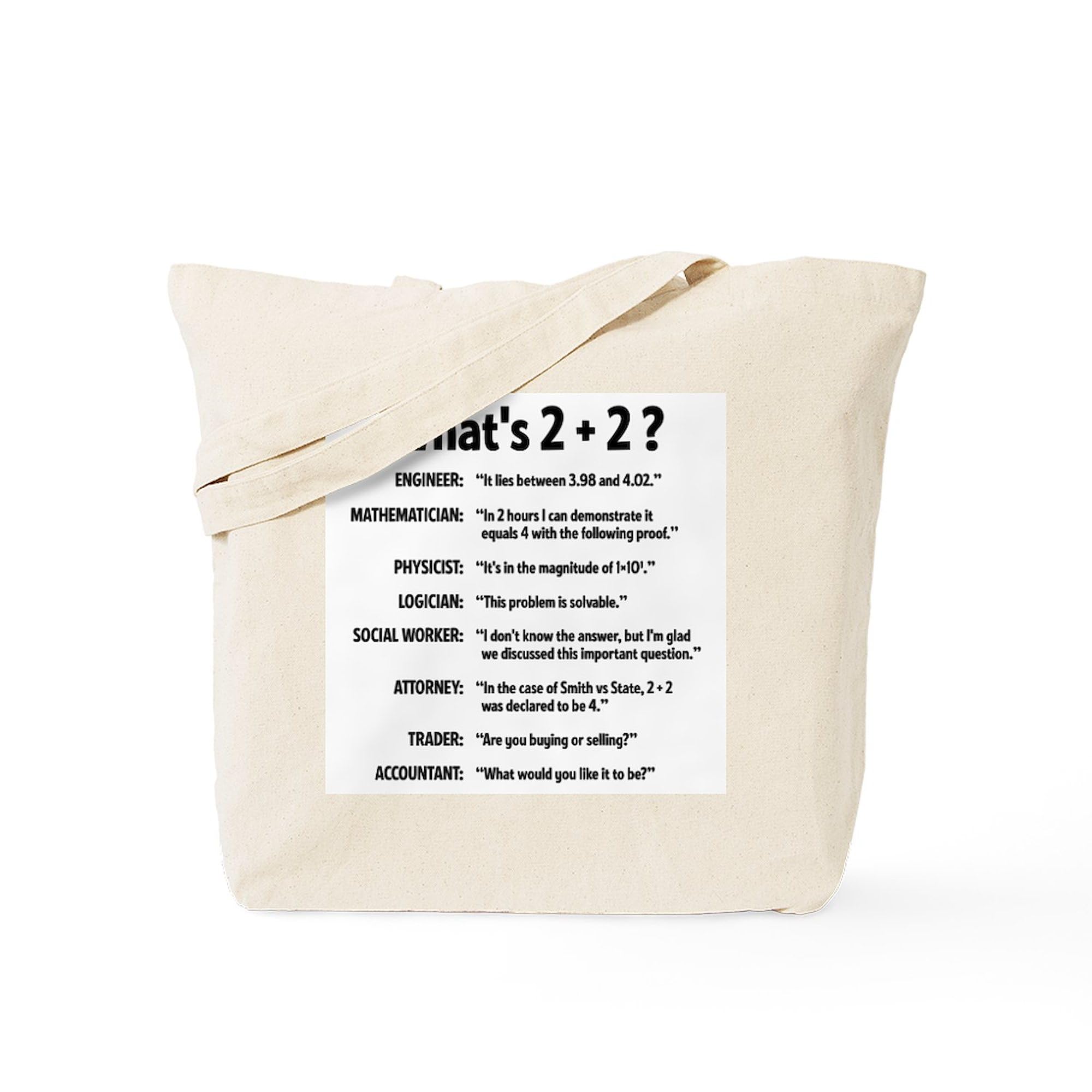 CafePress 2 Plus 2 Natural Canvas Tote Bag - Eco-Friendly Reusable Grocery Shopping Bag for Groceries, Beach, Work & Travel
