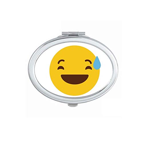 DIYthinker Cute Awkward Laugh Emoji Cartoon Mirror - Portable Folding Double-Sided Handheld Makeup Mirror for Online Chat, Gaming Reactions & TikTok Videos
