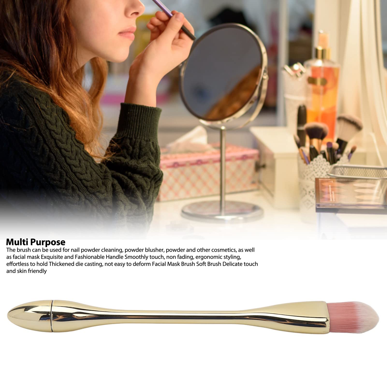 Professional Nail Dust Brush Set - Champagne Gold Manicure Tools for Cleaning Dust & Makeup, Nail Art Brush Kit with Soft Bristles | Perfect for Salon, Home Nail Care & DIY Manicures