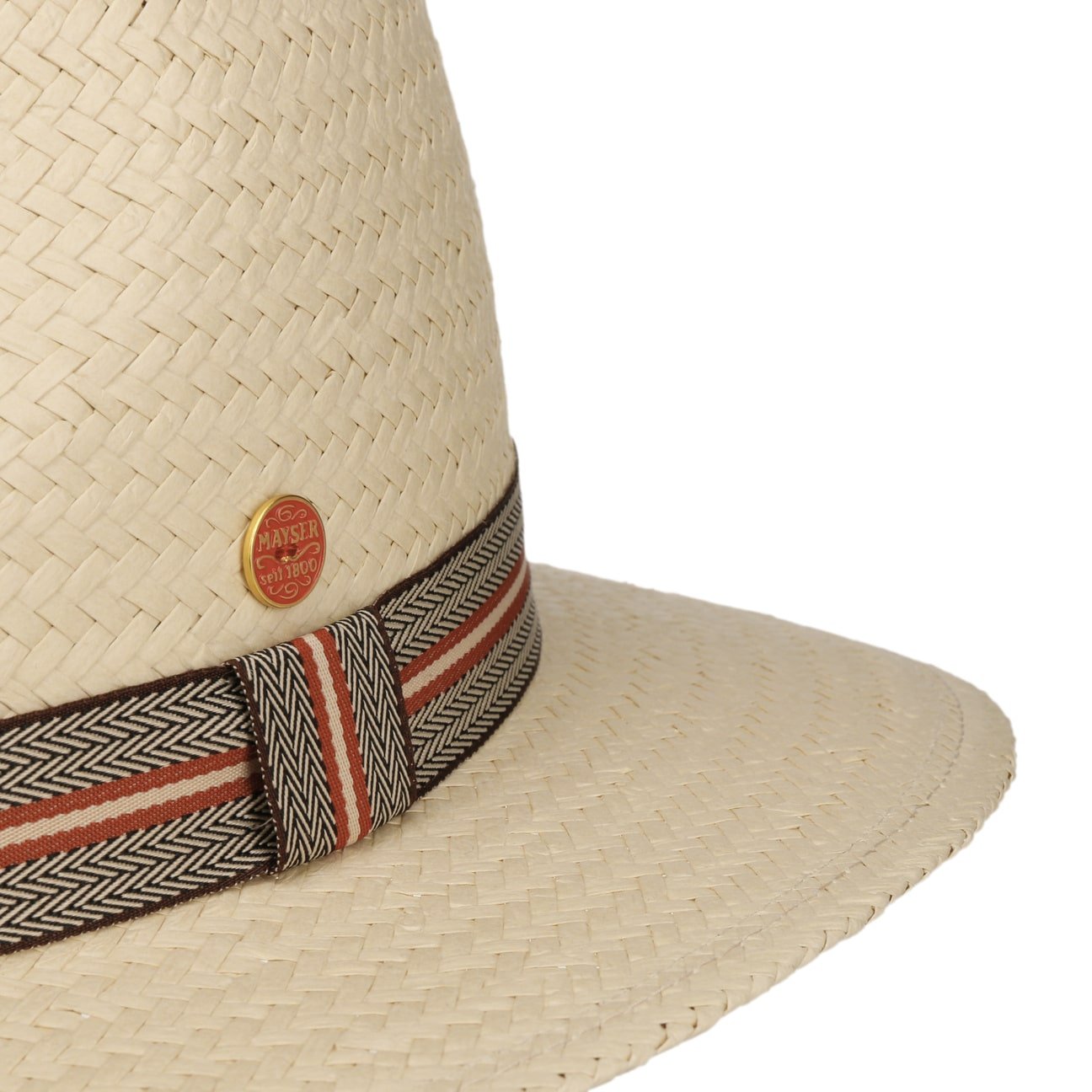 Mayser Mathis Striped Band Straw Hat - Women's Summer Beach Hat for Outdoor, Travel & Vacation