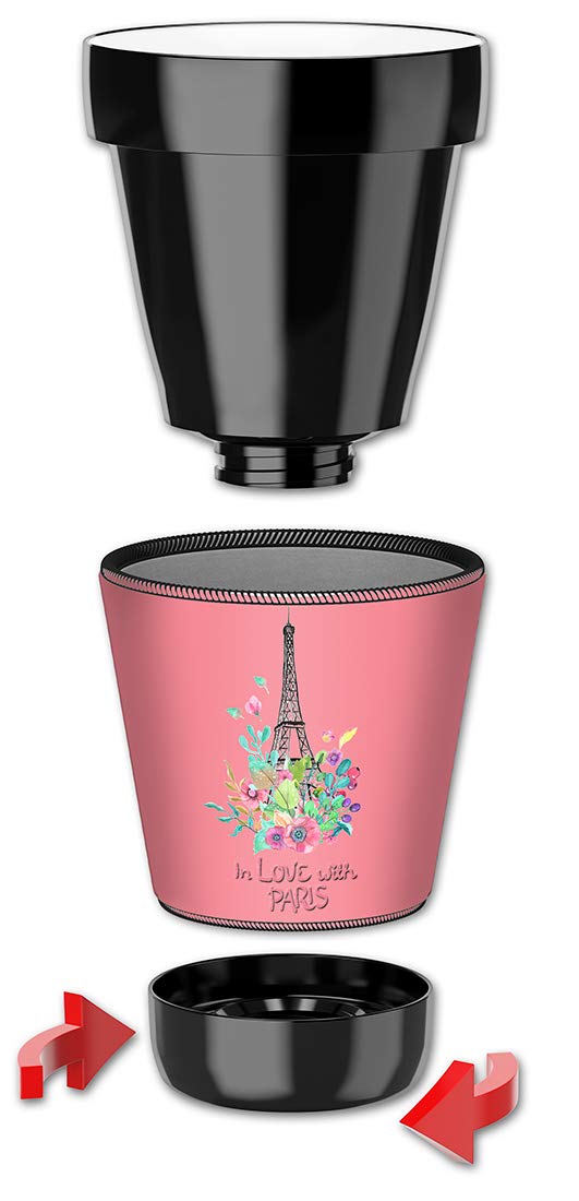 12-Oz Insulated Low Ball Tumbler with Removable Wet Suit Cover - Paris Themed Coffee Cup for Home, Office & Travel | MUGZIE In Love with Paris II Design