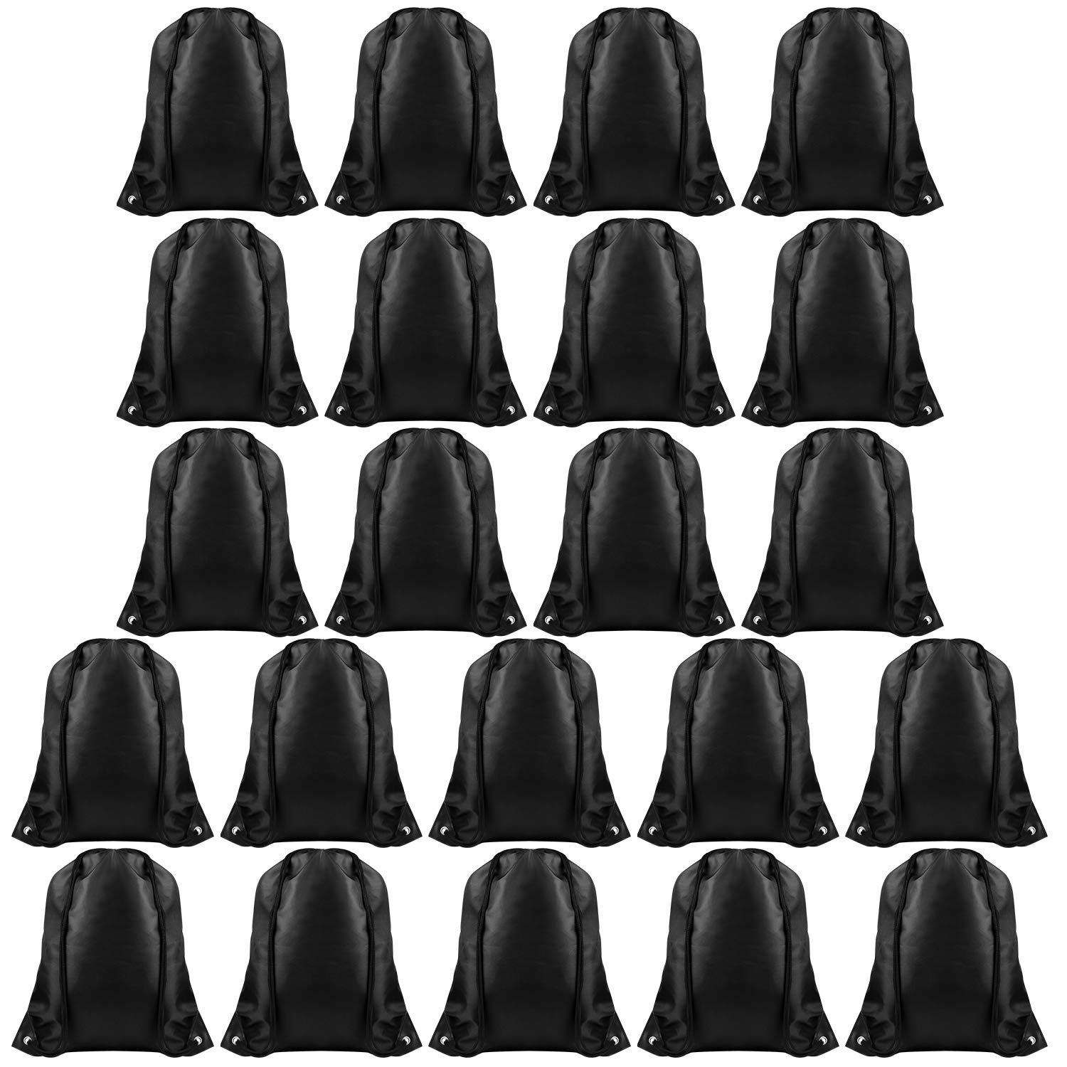 FEPITO 22 Pack Black Drawstring Backpacks - Bulk Sports Bags for Gym, School, Travel & Outdoor Activities | Durable Cinch Sack Bags for Workouts, Camping & Daily Use