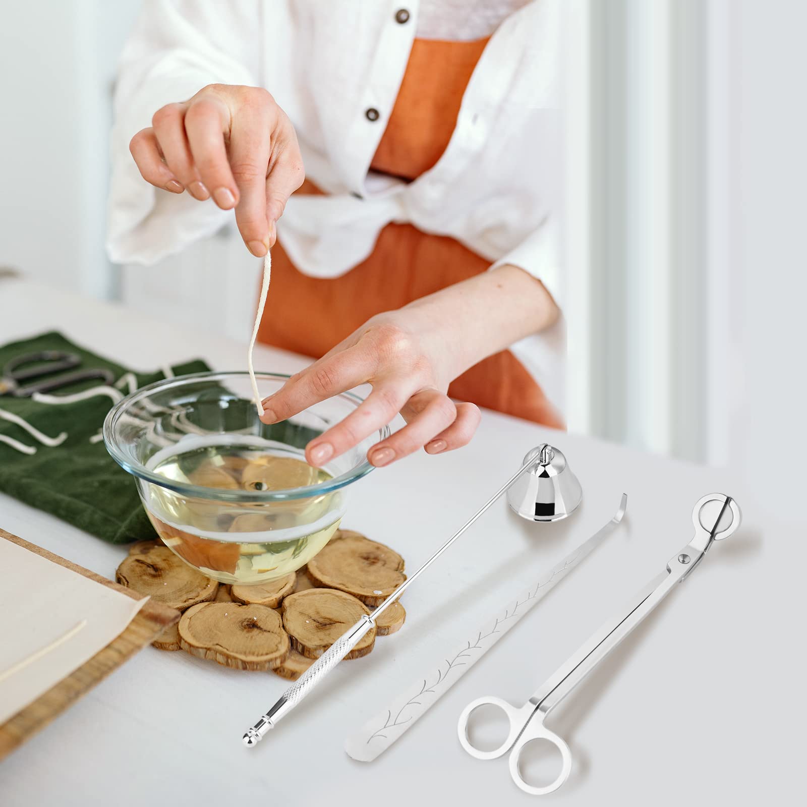 Kirecoo 3-in-1 Candle Accessory Set - Wick Trimmer, Snuffer & Dipper for Candle Care (Silver) | Perfect for Home Decor, Relaxation & Aromatherapy