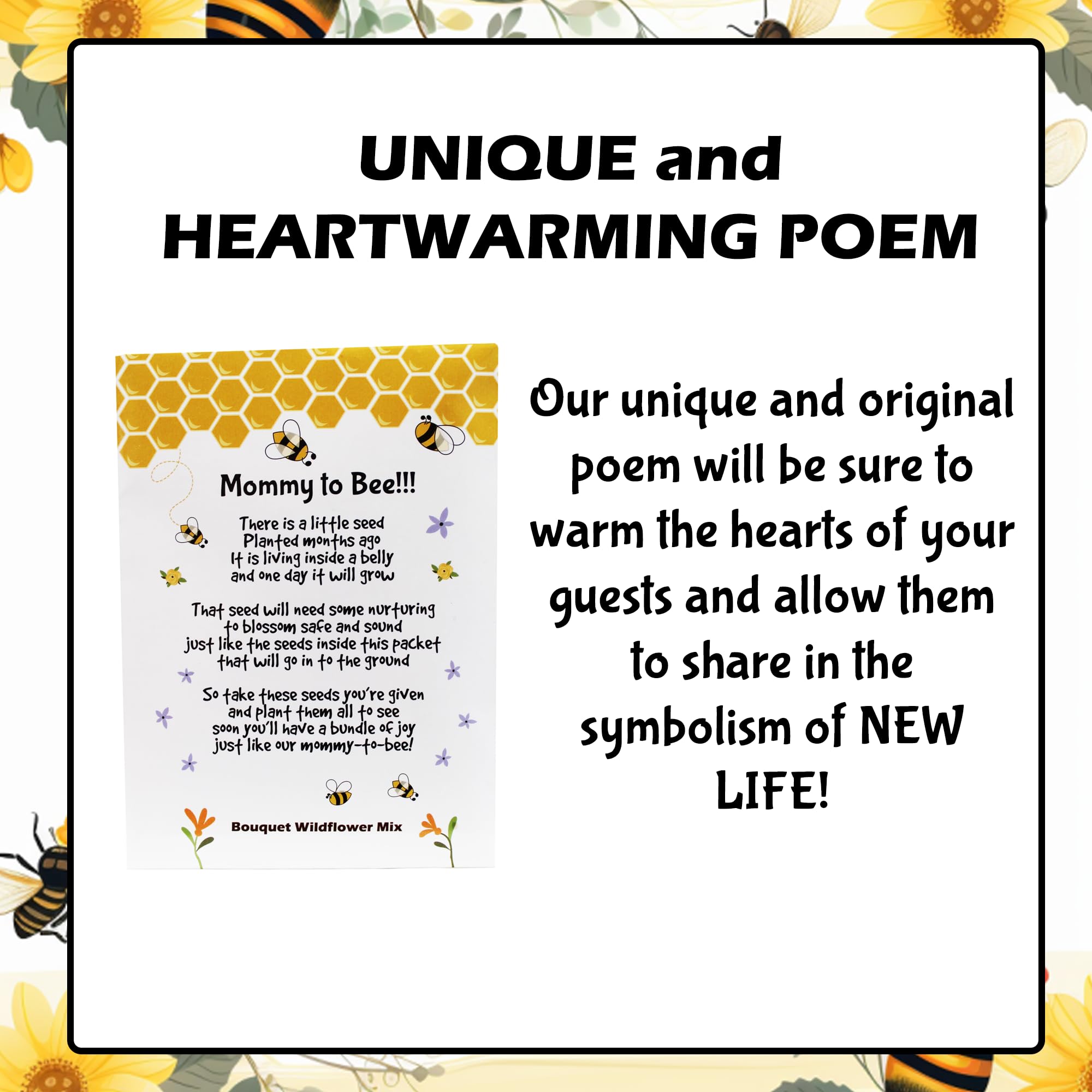 Mommy to Bee Wildflower Seed Packets – 20 Pre-Filled Non-GMO Seed Favors for Baby Showers | Gender Neutral Gift for Guests | Bouquet Wildflower Mix | Perfect for Gender Reveals, Wedding Favors & Garden Planting