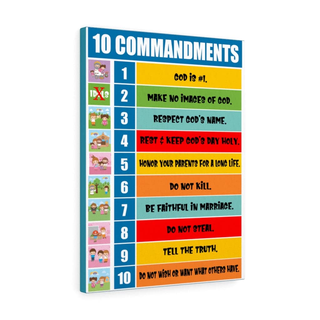 10 Commandments Bible Art - Christian Home Decor & Sunday School Gifts for Expressing Faith - Perfect for Church, Bible Study & Christian Family Gifts