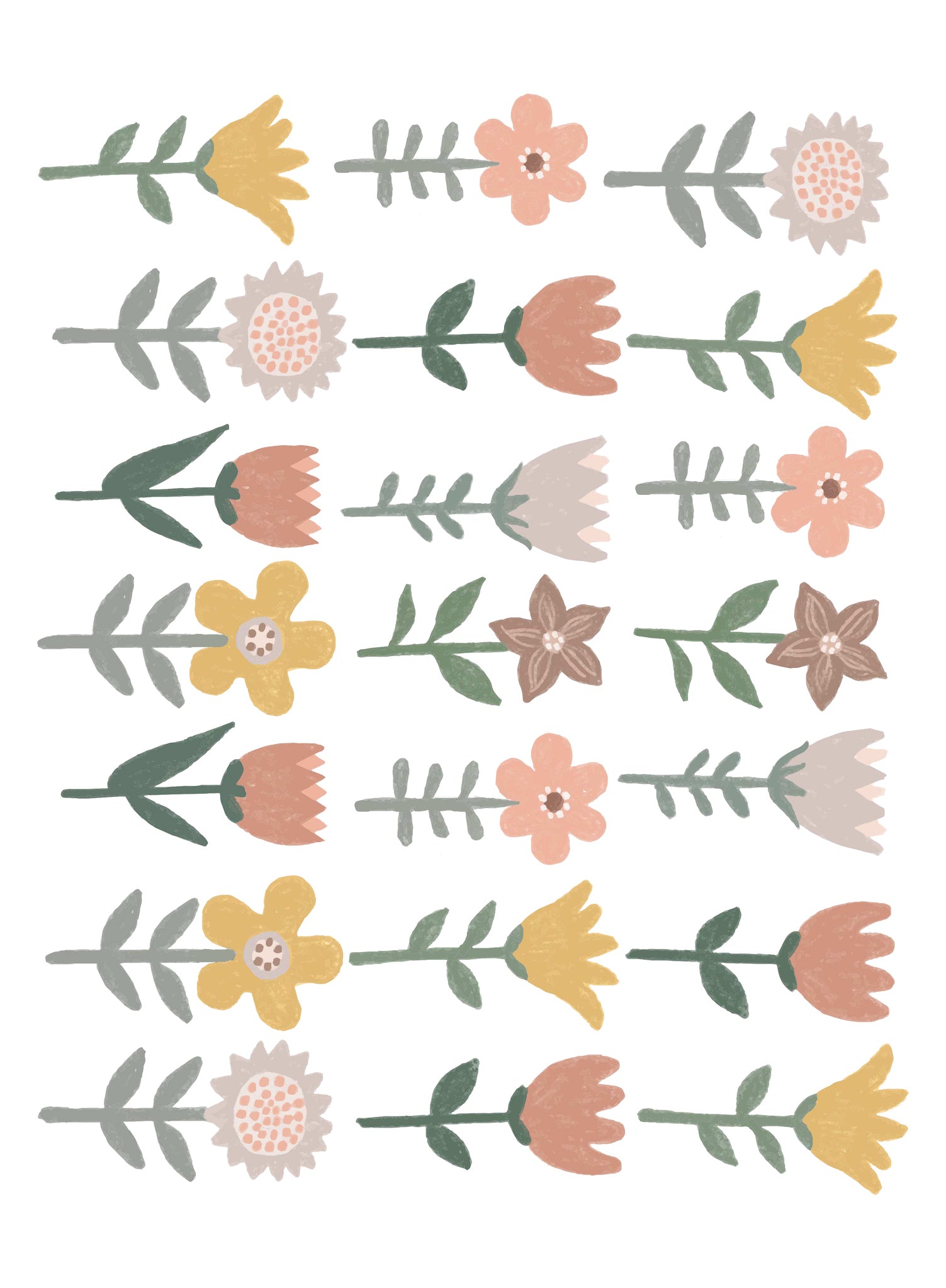Happy Blooms Wall Decals - Floral Vinyl Stickers for Home Decor, Nursery, Kids Room & Office - Easy Peel & Stick Design