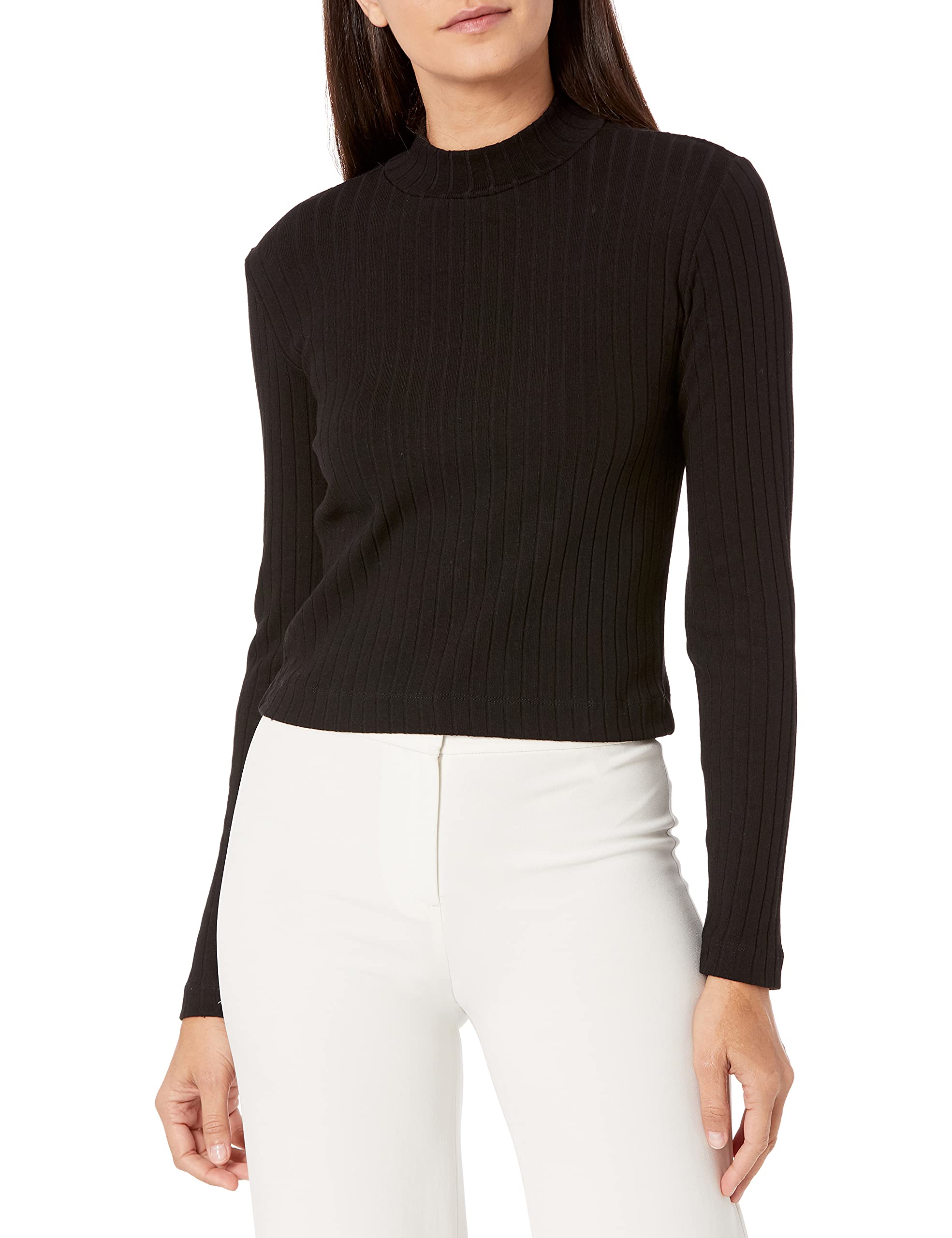Vince Women's Ribbed Long Sleeve Mock Neck Pullover Sweater - Cozy Winter Knit Top for Work, Casual Outfits & Layering