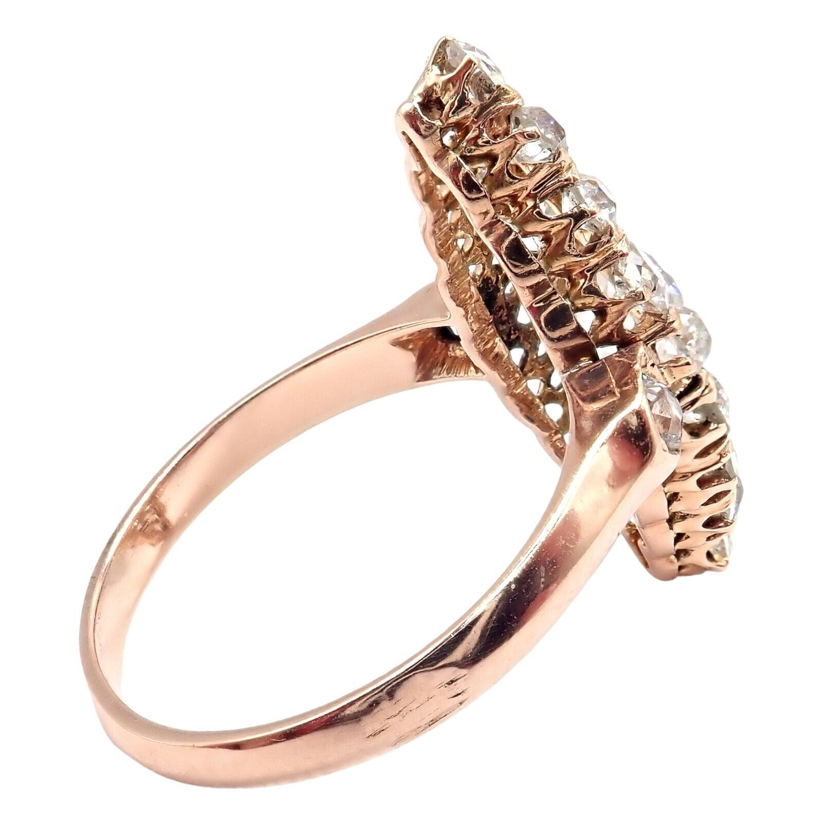 Antique 1930s 18K Rose Gold Vintage Estate Ring with 3.80ctw Old Miner Cut Diamonds - Perfect for Weddings, Anniversaries & Special Occasions