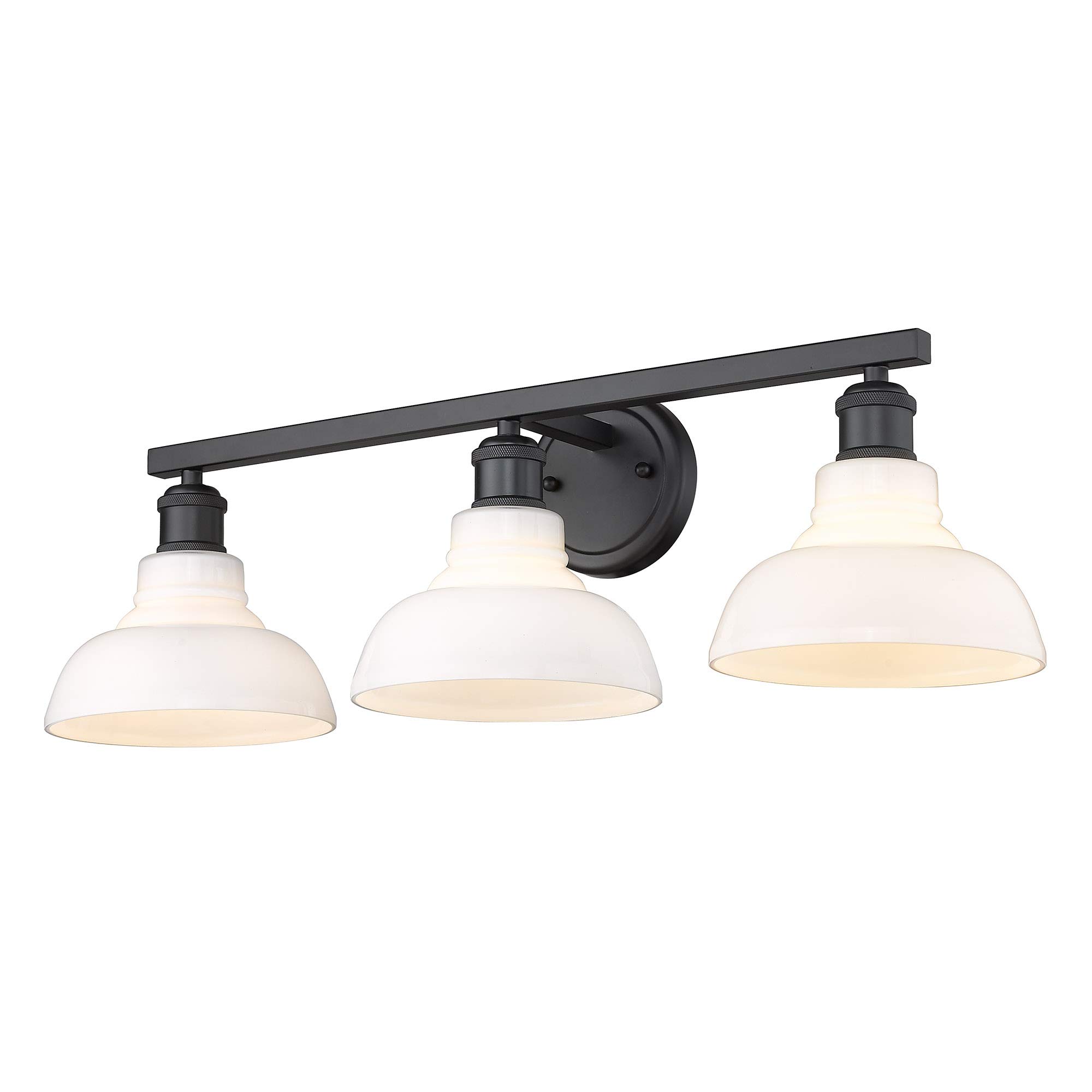 Golden Lighting Carver 0305-BA3 BLK-VMG 3-Light Bathroom Vanity Light Fixture in Matte Black - Modern Bathroom Lighting for Mirror & Vanity - Perfect for Master Bath, Powder Room & Guest Bath