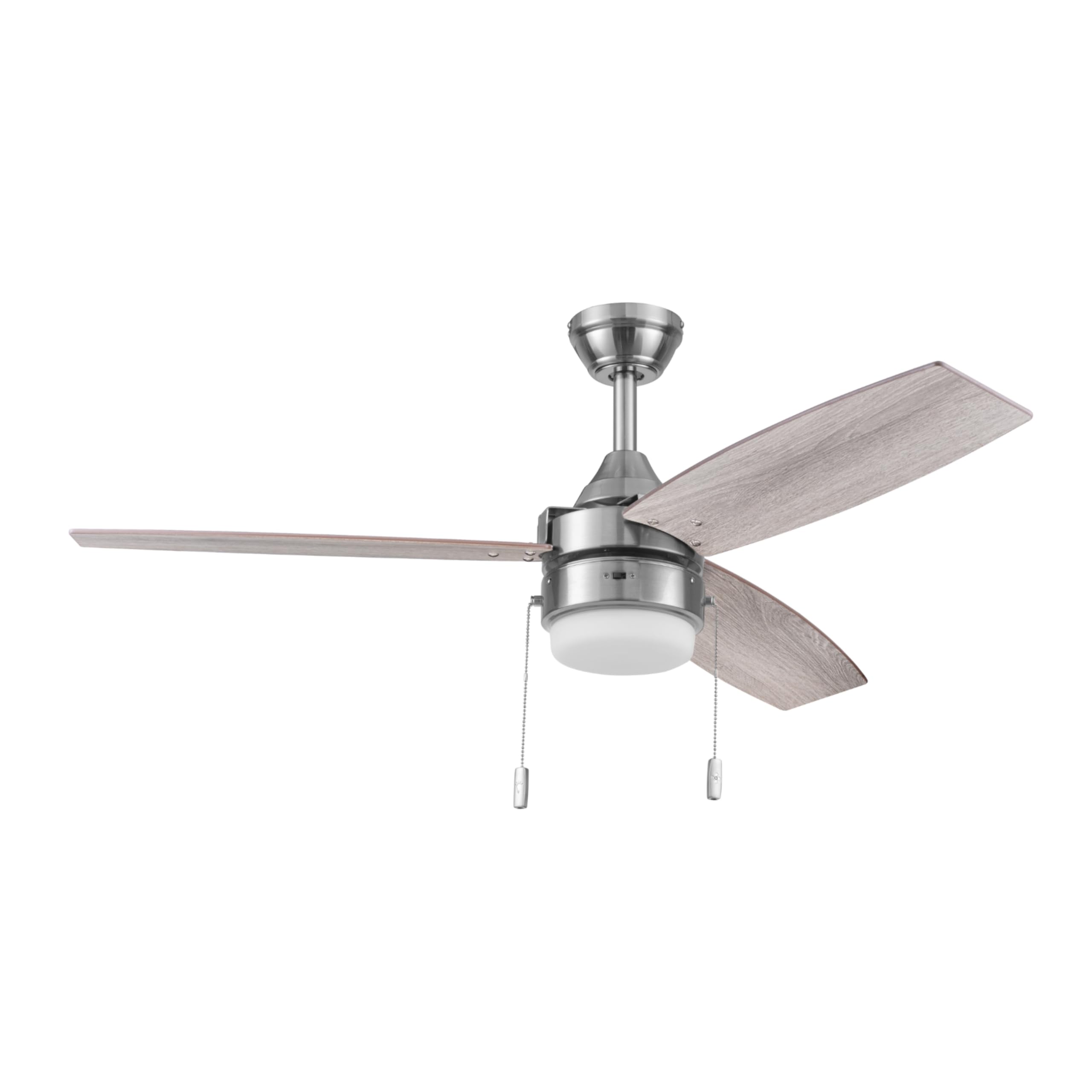 Honeywell 48 Inch Ceiling Fan with Color Changing LED Light, Pull Chain, Dual Mounting Options, 3 Reversible Blades - Brushed Nickel | Indoor Cooling for Living Room, Bedroom & Patio