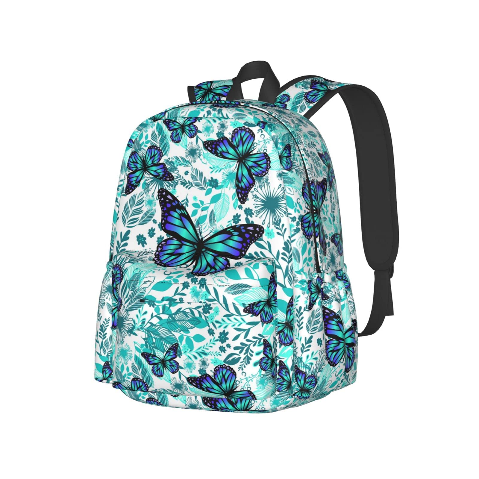 **Delerain 17 Inch Blue Floral Butterflies Laptop Backpack - Lightweight School Bookbag & Travel Daypack for Women & Men - Perfect for College, Work, Camping, Hiking, Beach & Outdoor Adventures**