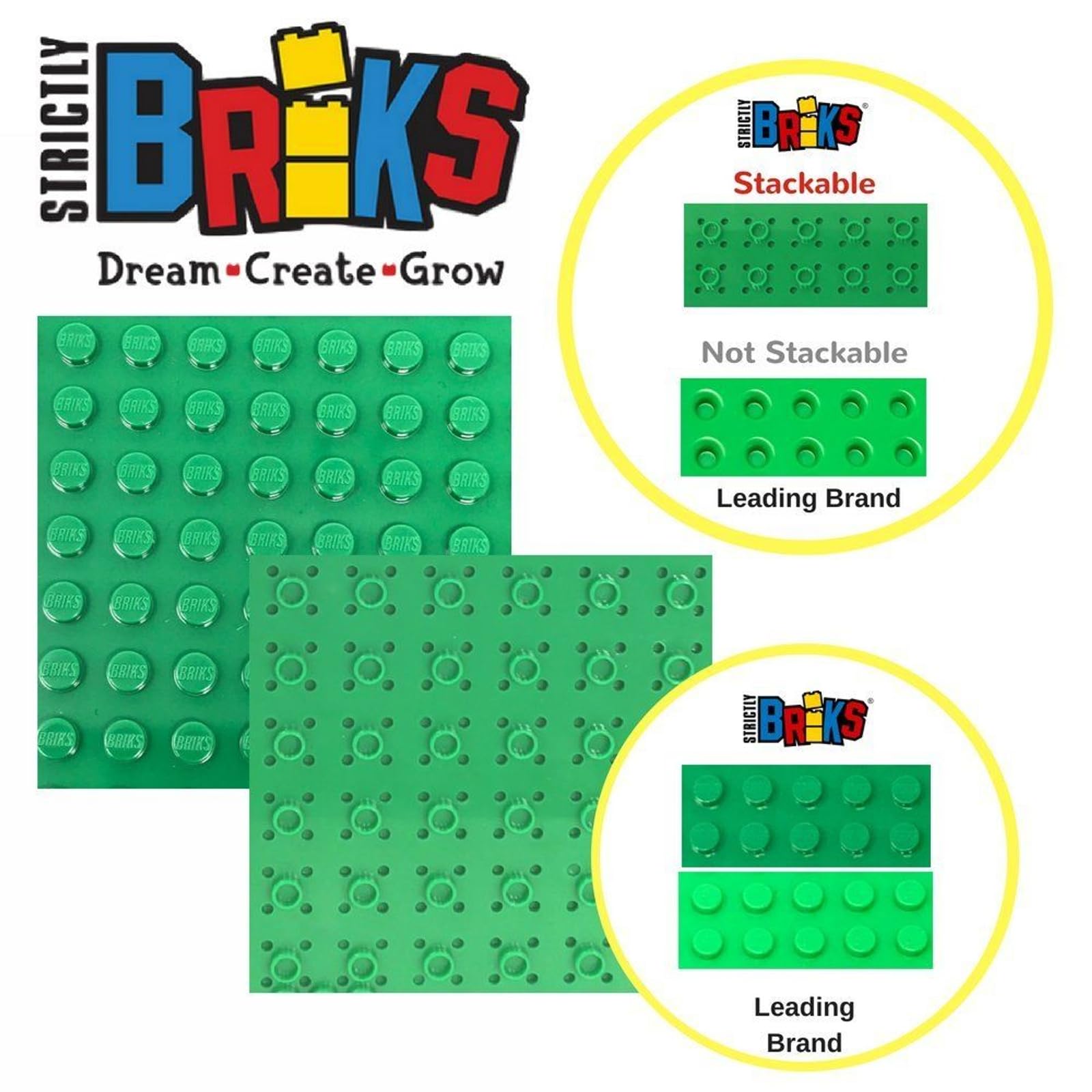Strictly Briks Large 10x10 Inch Pink Baseplate - 100% Lego Compatible, Stackable Building Plate for Tables, Mats & Creative Bricks Play | Perfect for Kids' Rooms, Playrooms & DIY Projects