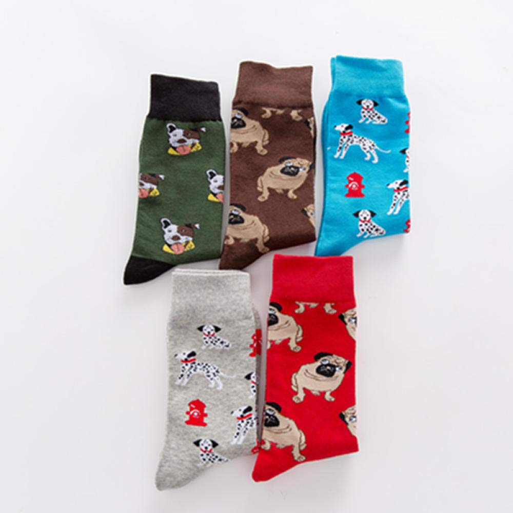 Colorful Dog Print Cotton Socks for Men - Breathable Casual Crew Socks - Perfect for Daily Wear, Gifts & Dog Lovers