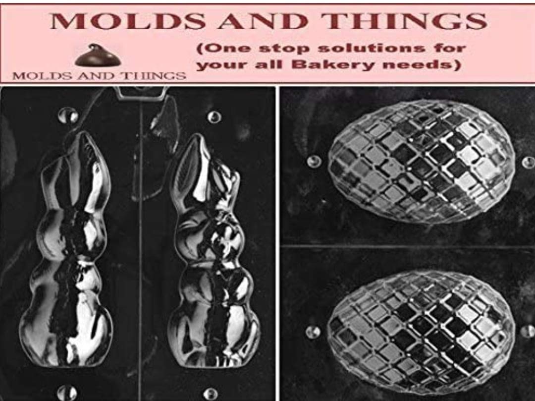 Premium Large Hollow Flop-Eared Bunny Chocolate Candy Mold & Lattice Egg Chocolate Mold for Easter, DIY Candy Making, Baking Decorations, and Holiday Treats
