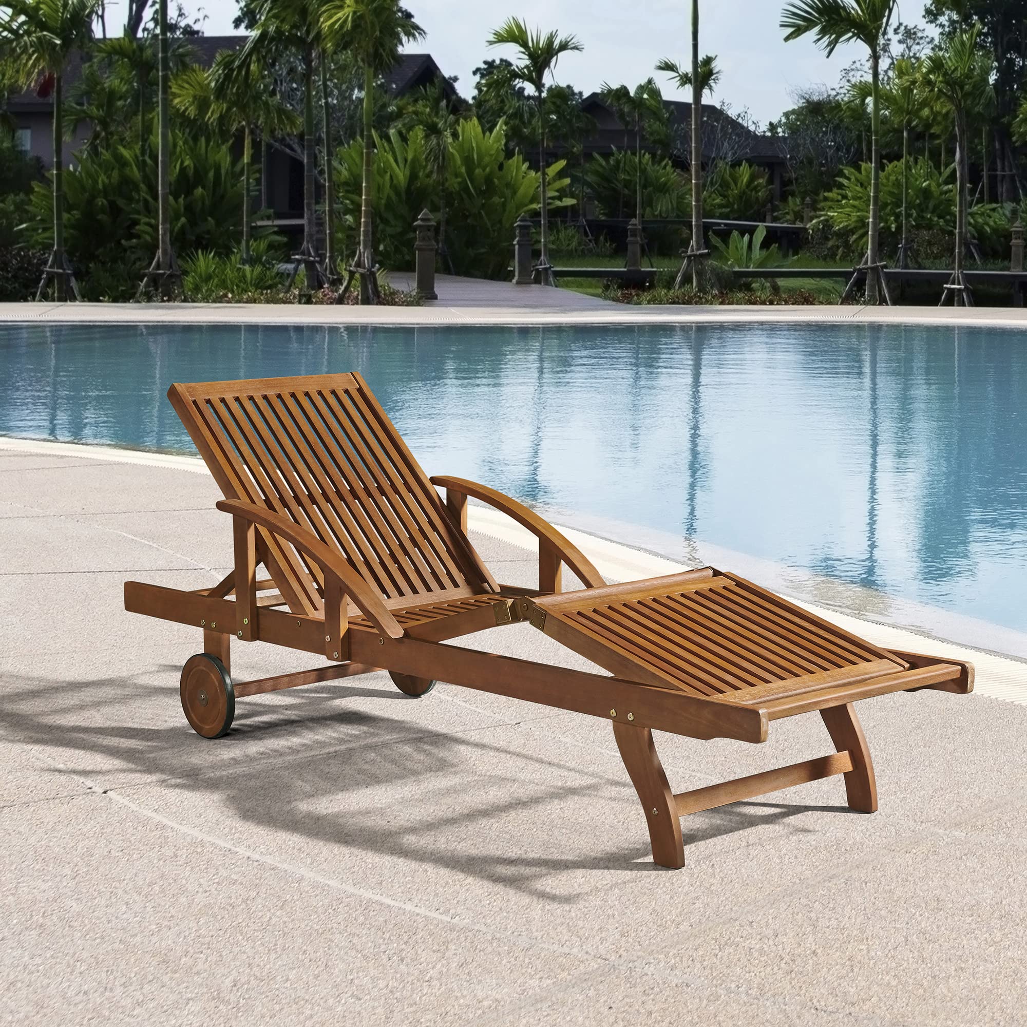 Alaterre Furniture Caspian Outdoor Lounge Chair - Natural Wicker Patio Chair for Poolside, Garden, and Backyard Relaxation