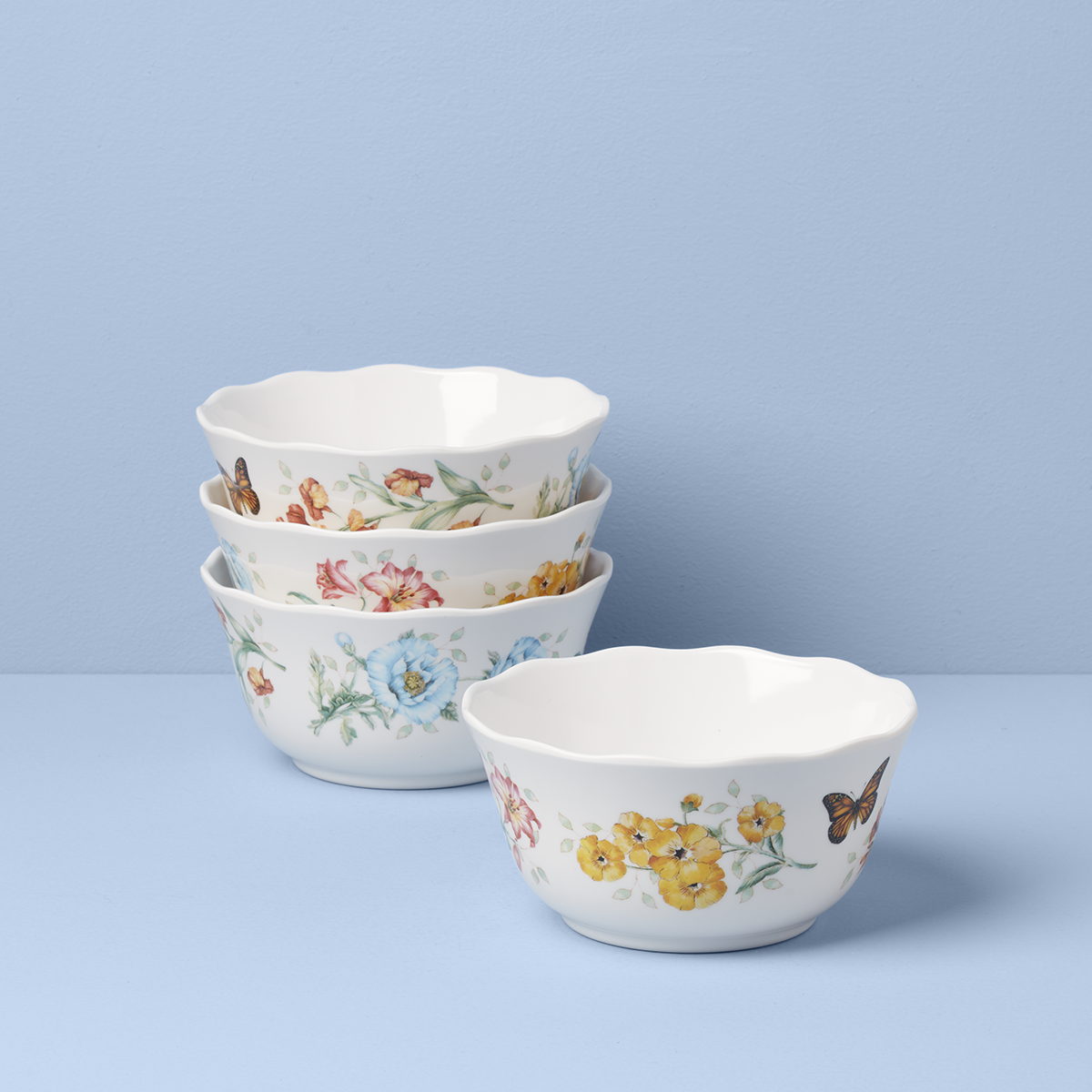 Butterfly Meadow Melamine All Purpose Bowls Set of 4 - Durable & Lightweight Dishware for Everyday Use, Picnics, and Outdoor Dining