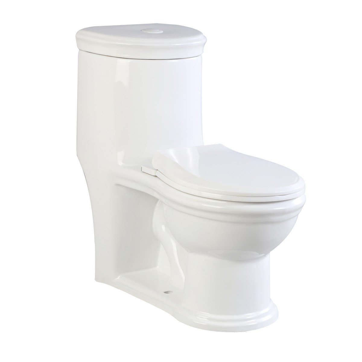 Kids Potty Training Toilet - Heavy Duty White Porcelain One-Piece Round Bathroom Toilet with Slow Close Seat & Push Button Flush (11.75