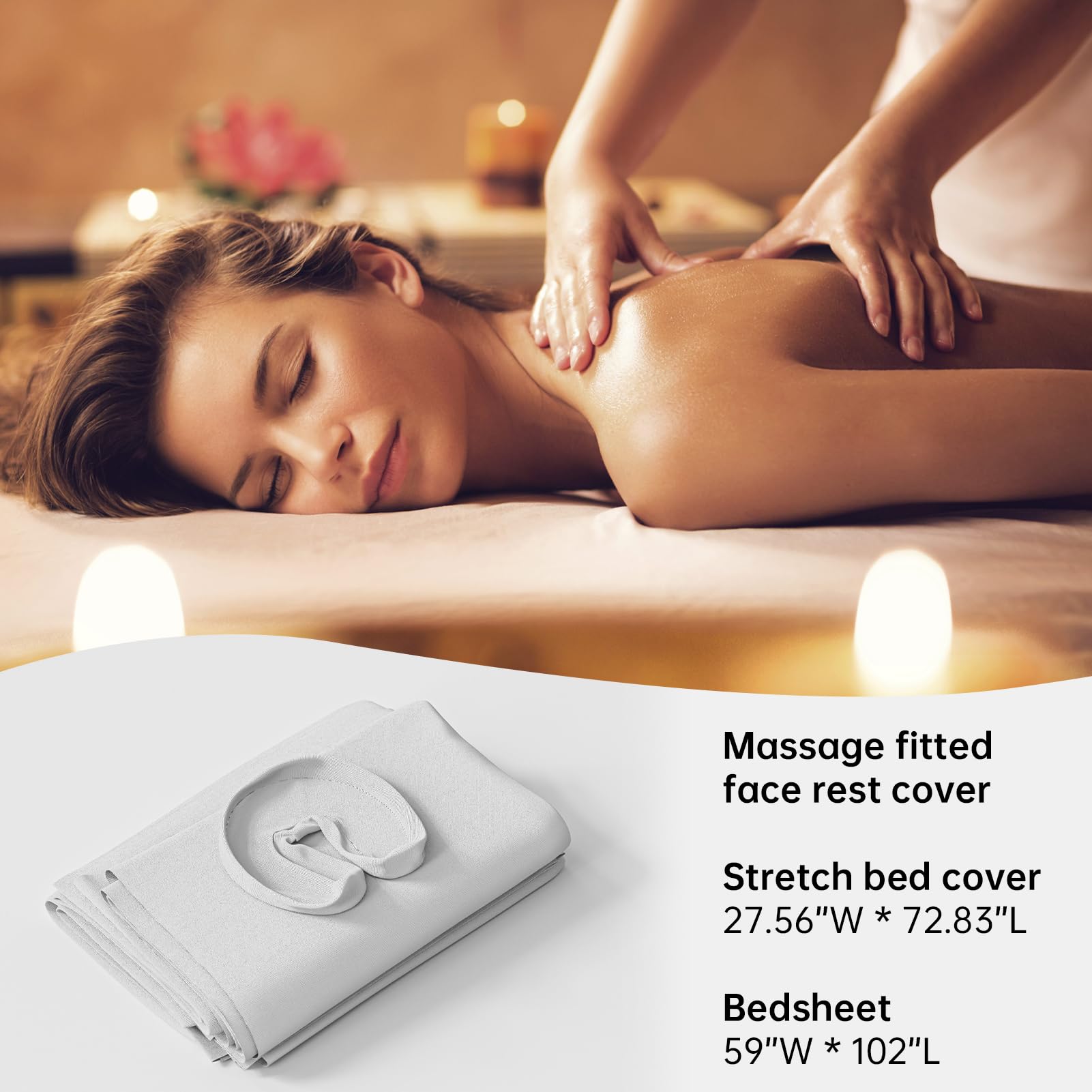 CLORIS 3-Piece Premium Microfiber Massage Table Sheet Set - Universal Fit, Soft & Durable Includes Table Cover, Fitted Sheet & Face Rest Cover (White) | Perfect for Spa, Salon & Professional Massage Therapy Sessions