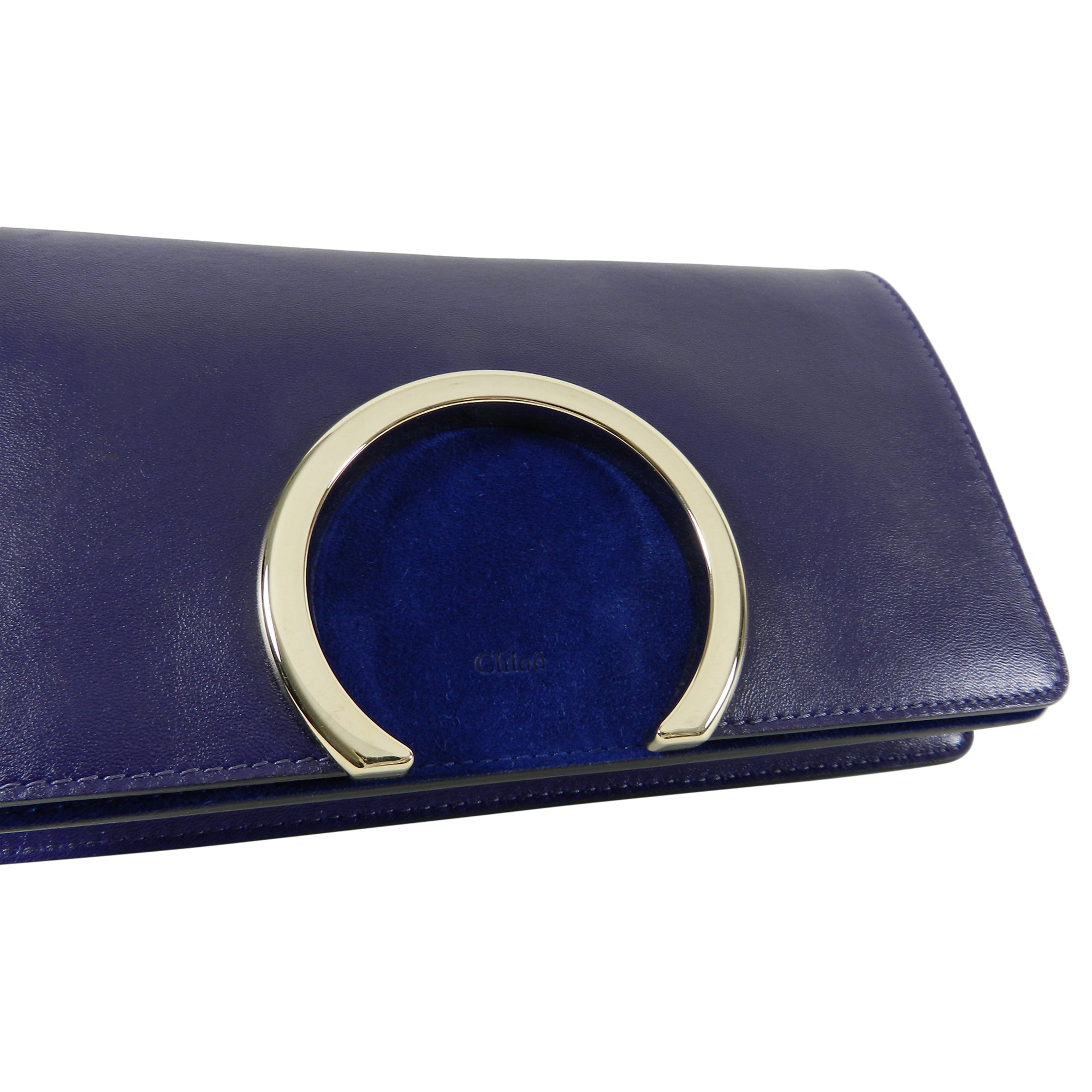 Chloe Navy Gabrielle Clutch - Premium Navy Leather & Suede Crossbody Bag for Women | Perfect for Evening Parties, Date Nights & Special Occasions