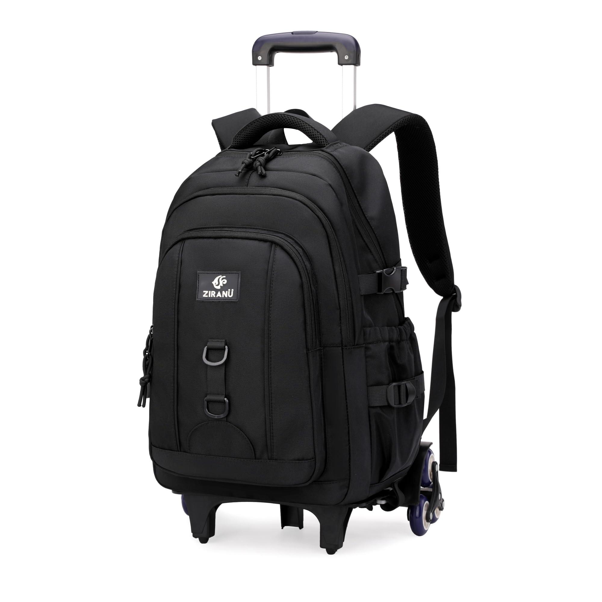 6-Wheel Rolling Backpack for Boys - Durable Black School Backpack with Wheels | Perfect for Elementary Students, Travel & Daily Commute