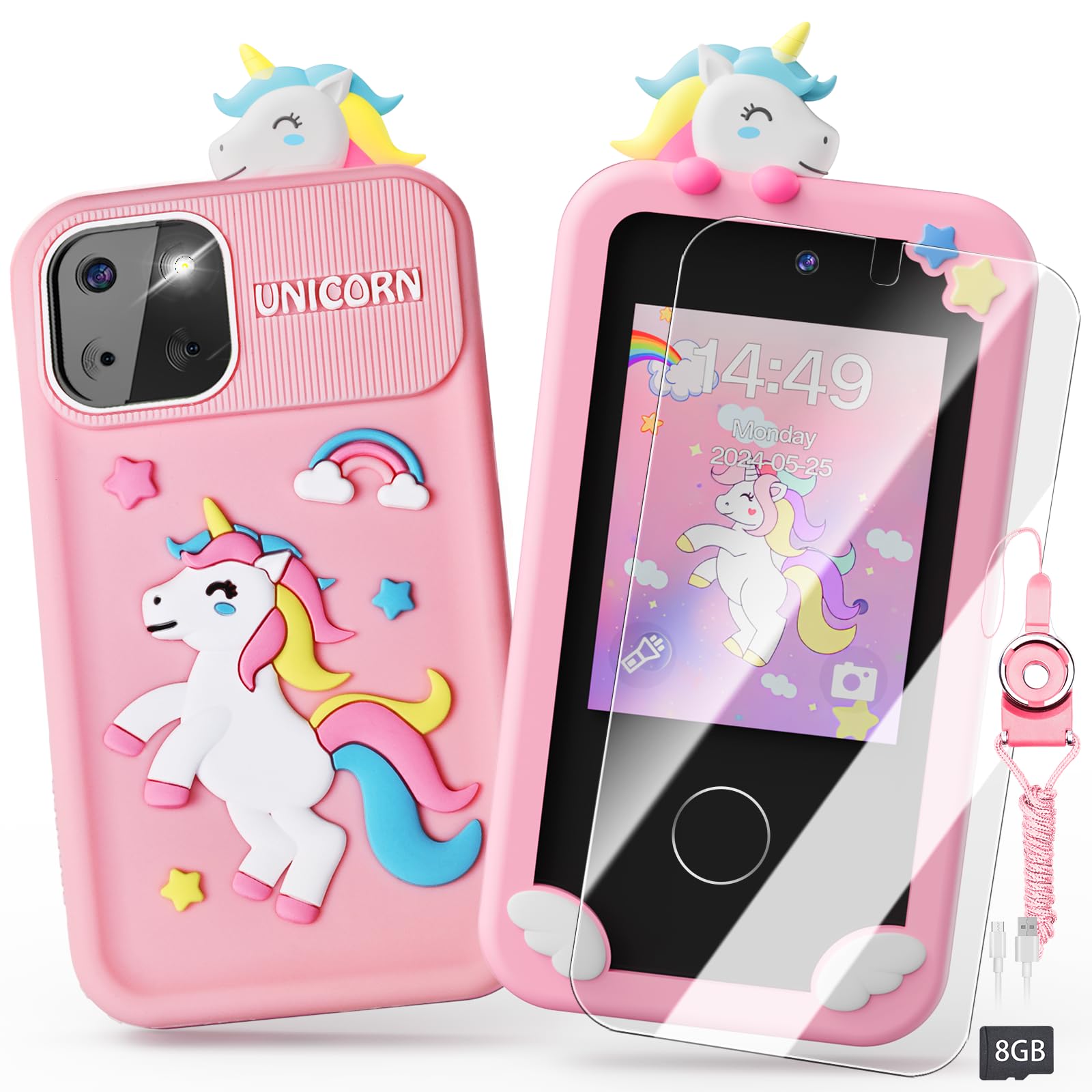 Unicorn Smart Phone Toy for Girls Ages 3-9 - 2.8