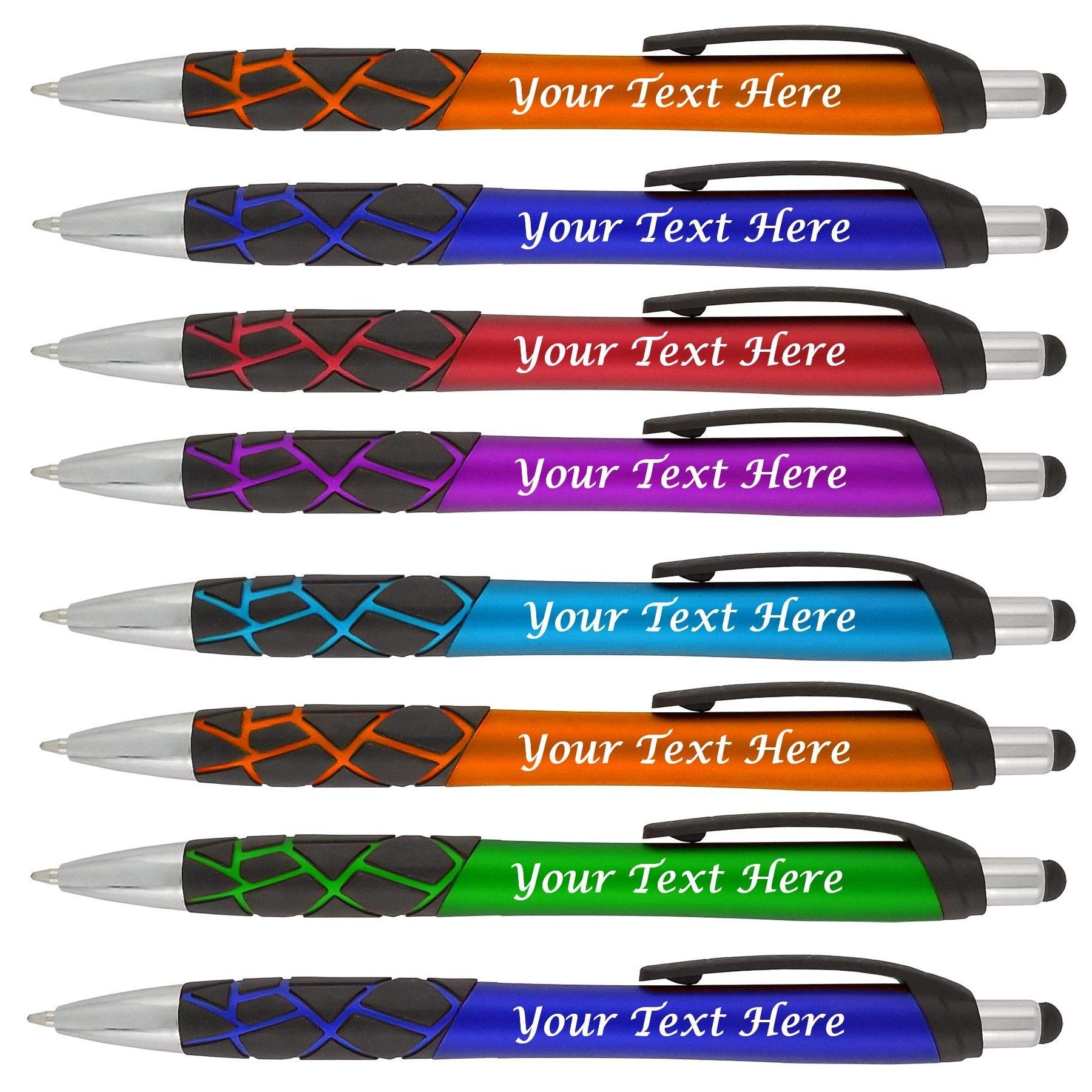 Custom Logo Pens Bulk 175 Pack - Personalized Promotional Pens for Business, Events & Parties - 2-in-1 Ballpoint & Touchscreen Stylus - Assorted Colors with Black Ink - Perfect for Corporate Gifts, Trade Shows & Branding Campaigns
