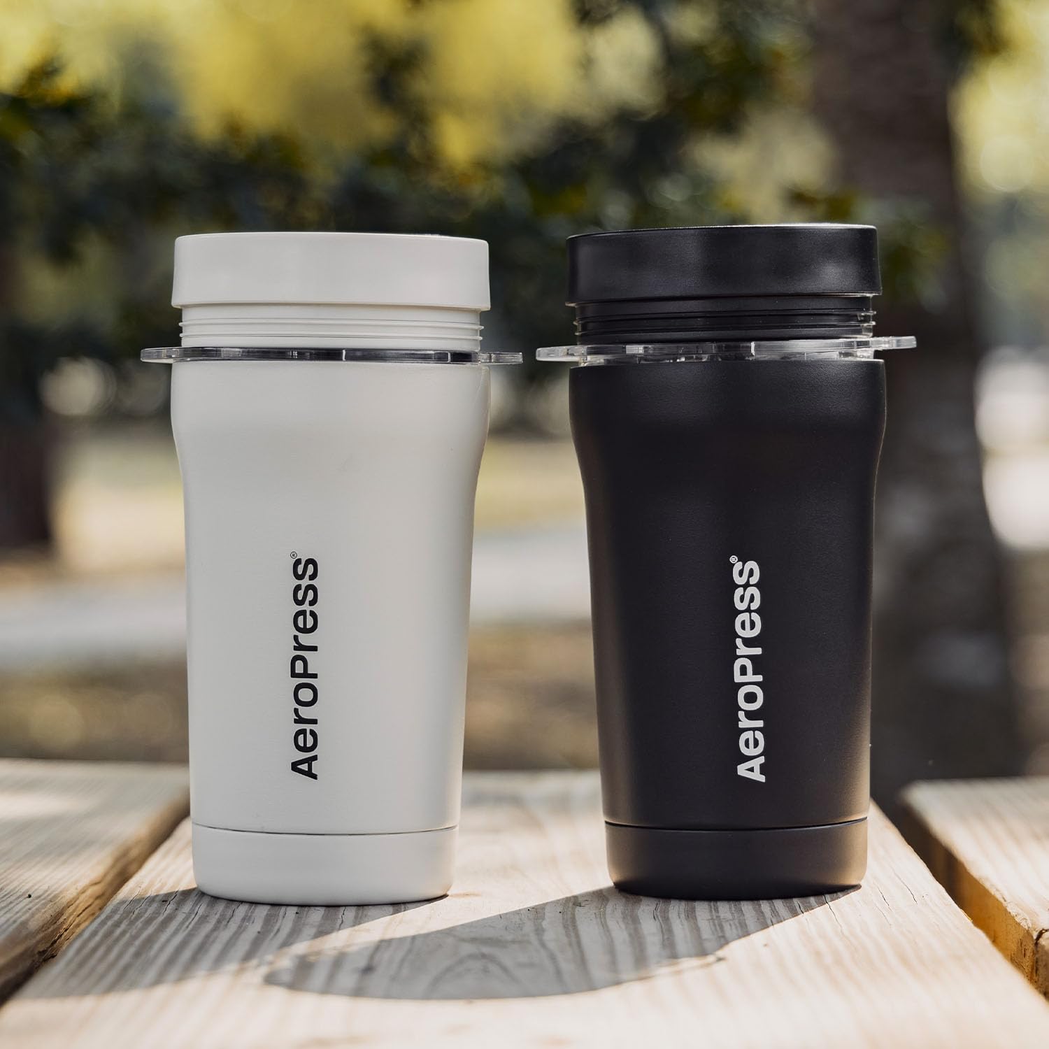 AeroPress Go Plus Portable Travel Coffee Maker - 3-in-1 French Press, Pour Over & Espresso Brewer for Camping & Outdoor Use - Bitter-Free Full-Bodied Coffee Kit with Cream (Ideal for Backpacking, Road Trips & Office Use)
