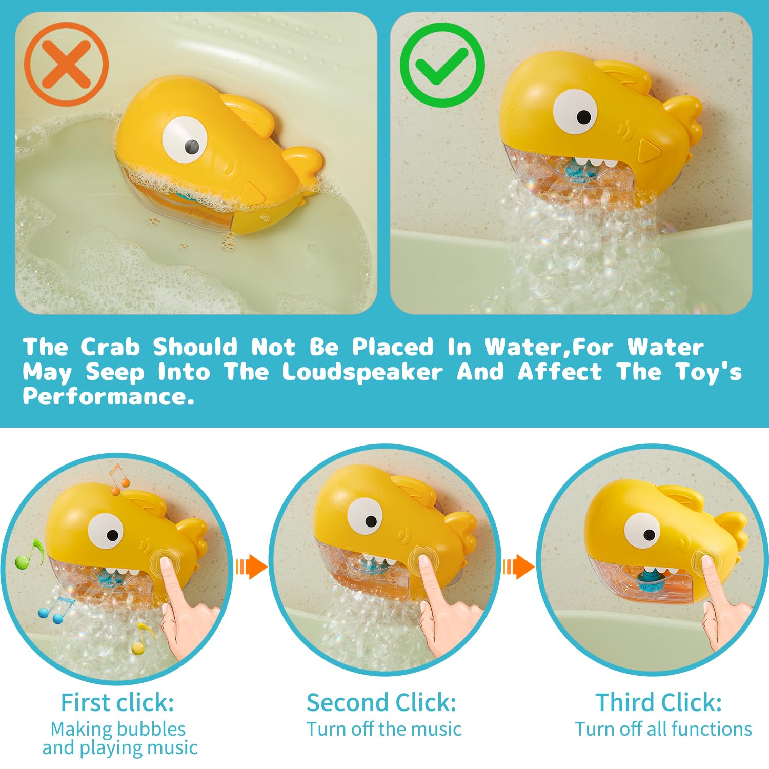 **Automatic Bubble Machine Bath Toy with Music - 3 PCS Silicone Baby Bath Toys for Infants 6-12 Months & Toddlers 1-8 Years - Fun Bath Time & Birthday Gift for Kids (Perfect for Sensory Play & Early Learning)**
