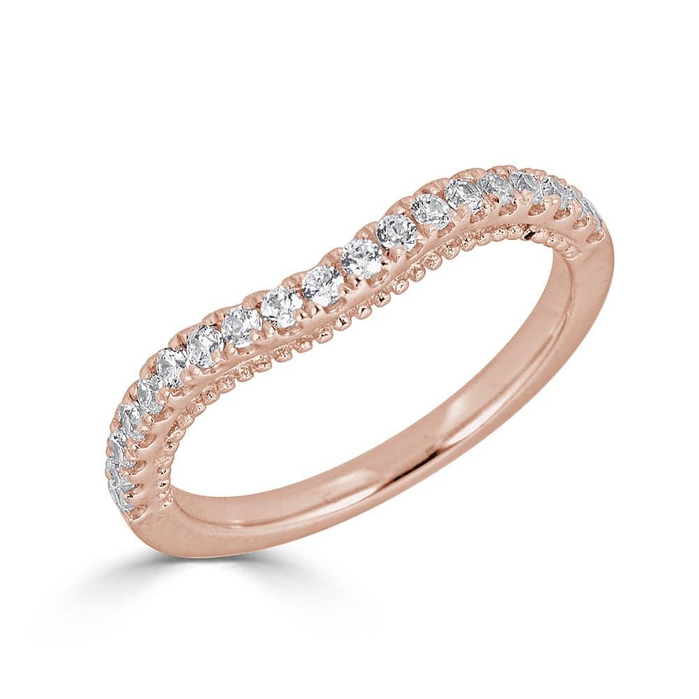 14KT Gold 0.32 CTW Diamond Curved Milgrain Wedding Band - Elegant Engagement Ring for Women, Perfect for Anniversary Gifts & Bridal Jewelry