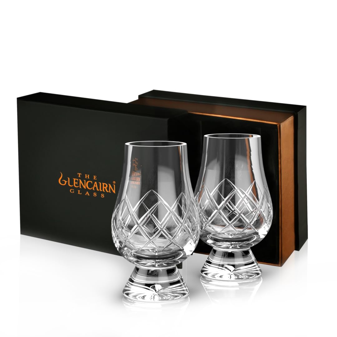 Premium GLENCAIRN Cut Crystal Whiskey Glasses Set of 2 - Ideal for Scotch, Bourbon & Whiskey Tasting, Perfect Gift for Whiskey Lovers & Home Bar Decor