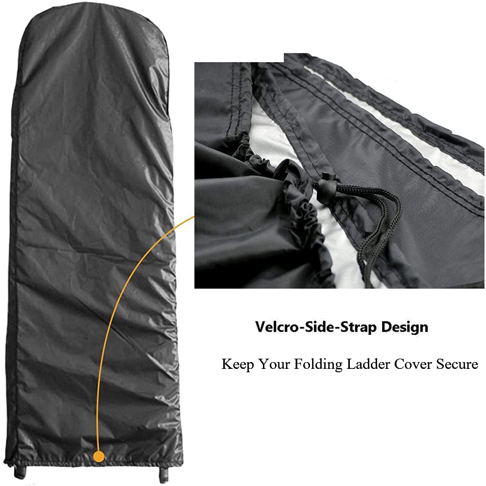 Folding Ladder Cover - Indoor Outdoor Dustproof Storage Bag for Step Ladders, Furniture & Patio Garden Use - Black Protective Dust Cover for Household Cleaning & Organization